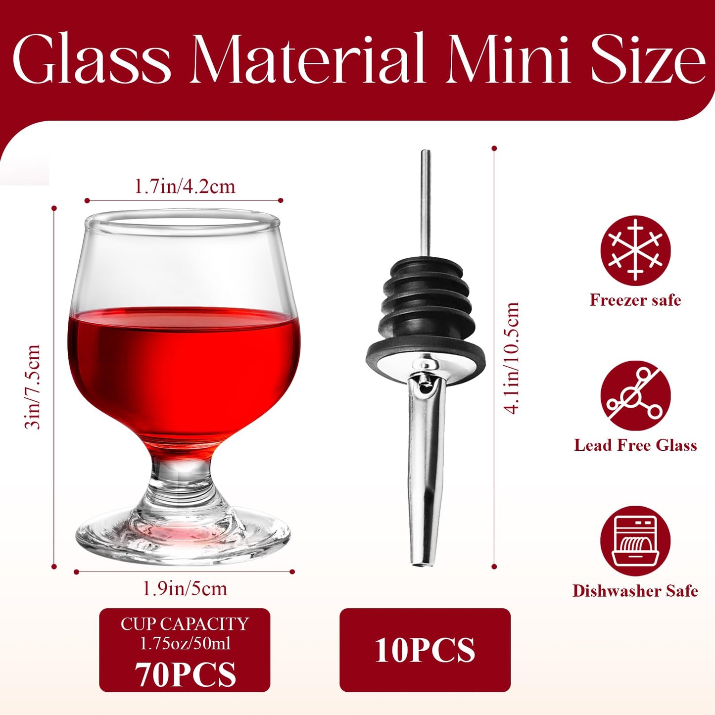 1.75oz Mini Shot Glass Set of 70 - Clear, Super Cute, Perfect for Tasting Brandy - Glass Snifters