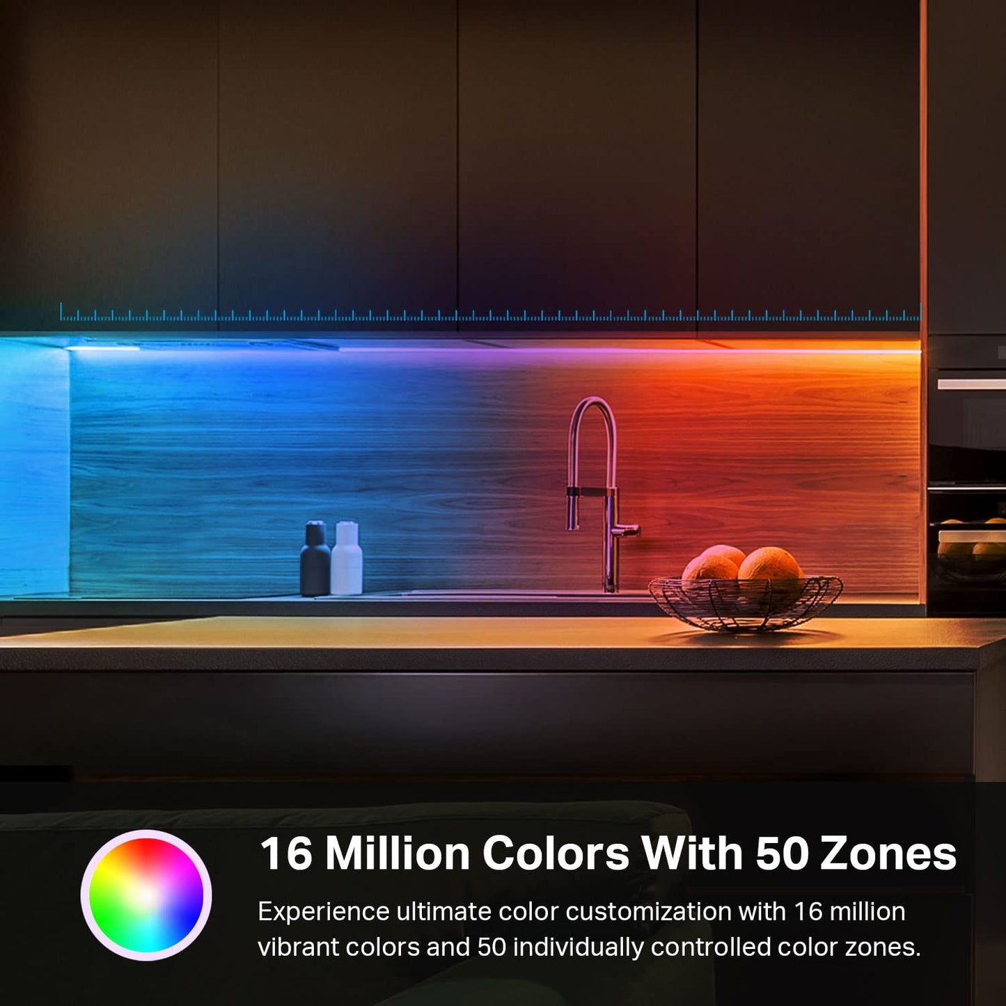 Kasa Smart LED Light Strip, 50 Color Zones RGBIC, 16.4ft Wi-Fi LED Strip Works w/Alexa, Google Assistant & SmartThings, High Brightness, 16M Colors, PU Coating, Trimmable, 2 Yr Warranty (KL420L5)