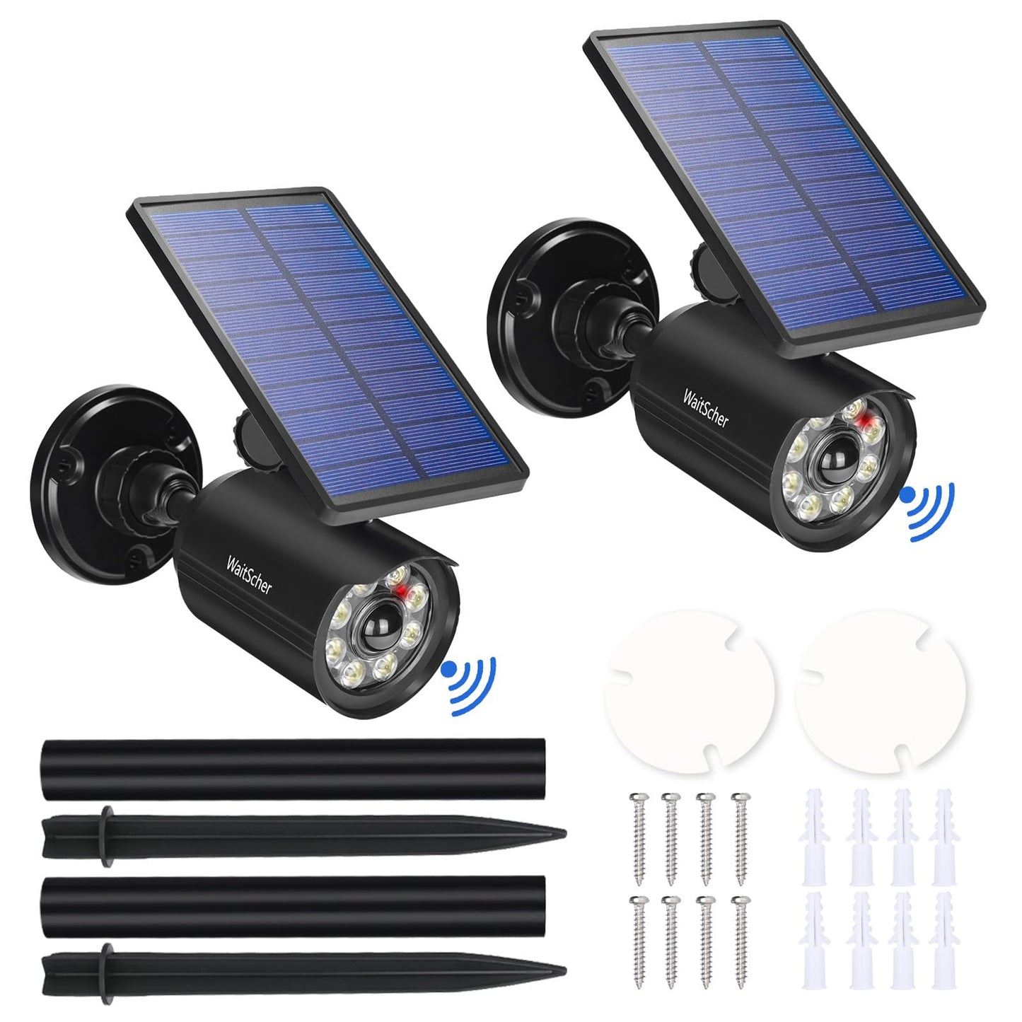 WaitScher Solar Lights Outdoor IP67 Waterproof Motion Sensor LED Security Flood Light 1600LM for Outside Garden Driveway Path Deck Landscape Yard(2pack)