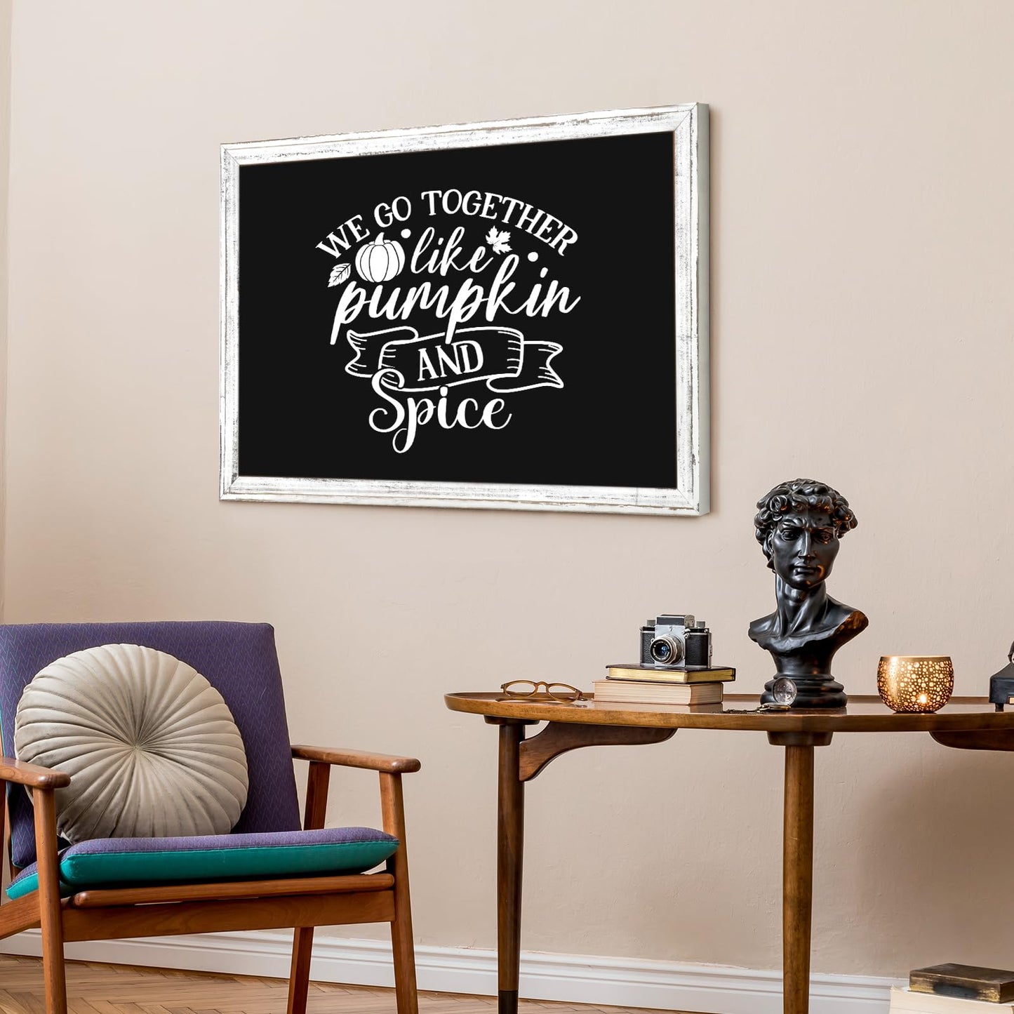 QUEENLINK Chalkboard for Wall, White Framed Chalk Board, 24" x 18" Wall-Mounted Decorative Black Board, Retro Rustic Chalk Writing Board for Restaurant Menu, Kitchen and Dorm Room