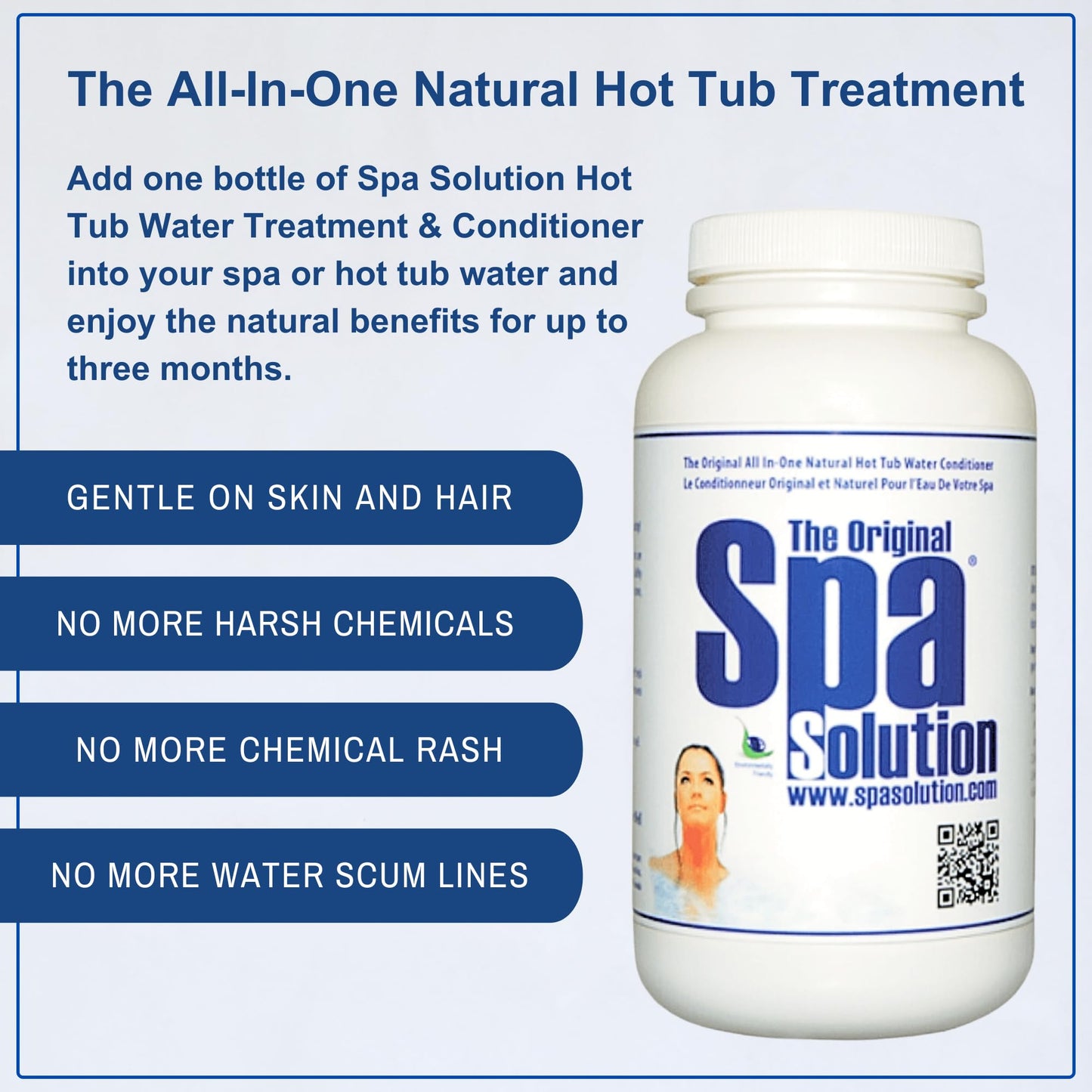 Spa Solution Bottle & Free SCUMMY Scum Sponge | All Natural Enzyme Based | Non-Toxic, Non-Allergenic | Environmentally Friendly | Use Less Chemicals | Hot Tub Water Conditioner