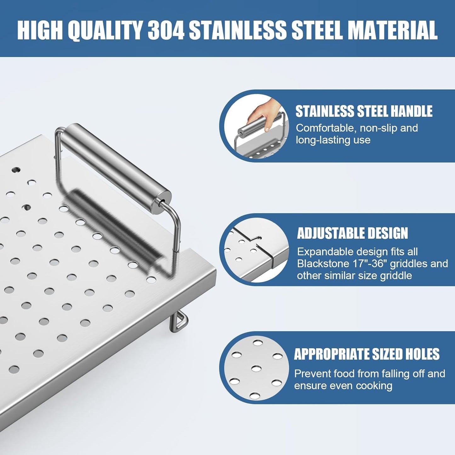 Adjustable Griddle Warming Rack for Blackstone 17 22 28 36 Inches Griddle,304 Stainless Steel Universal Grill Roasting Stand Accessories for Weber Charbroil and Most Tabletop Flat-top Grills