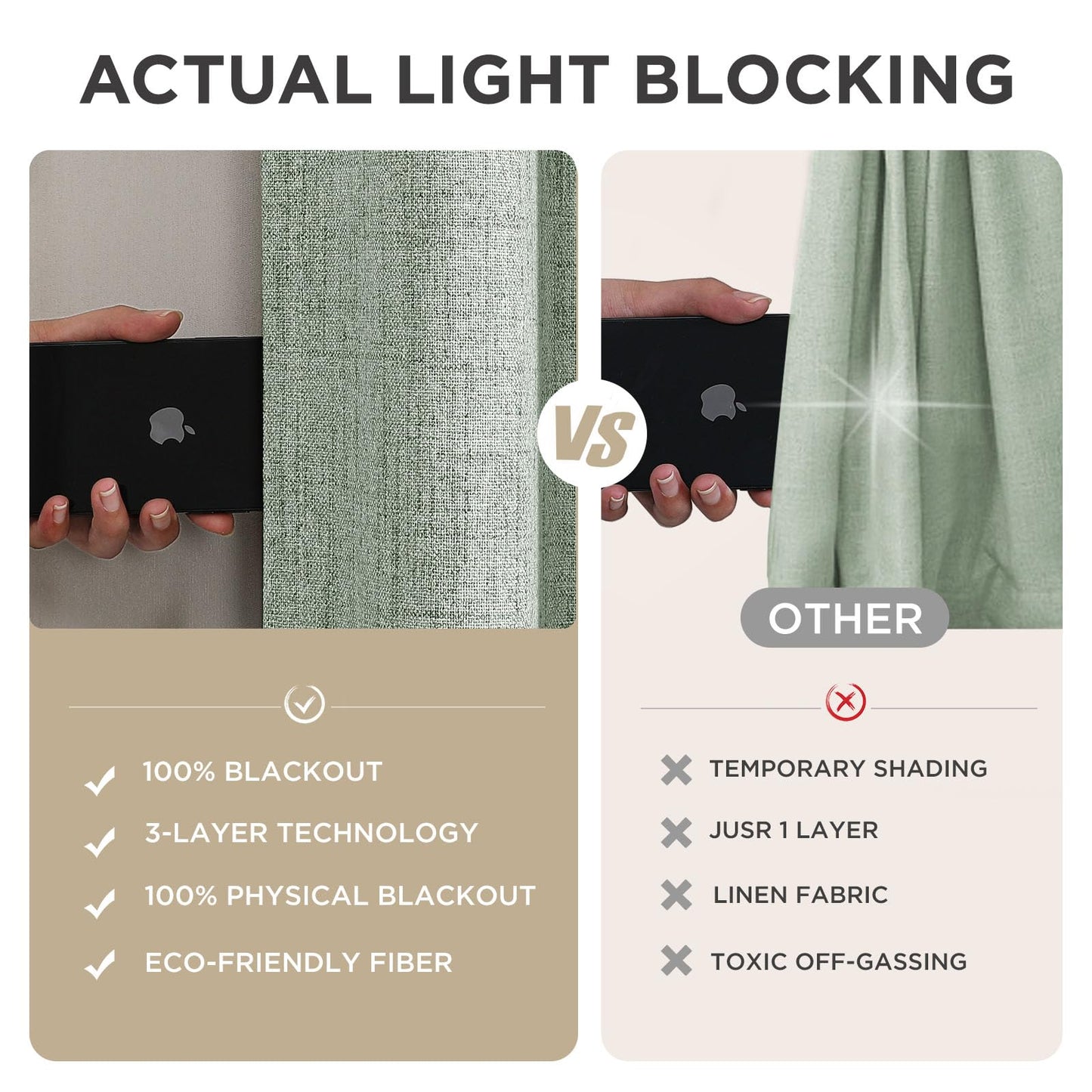 Joydeco Blackout Curtains for Bedroom - 84 Inch Long 100% Light Blocking 2 Panels Sage Green Drapes, Thermal Insulated Room Darkening Curtains, Linen Textured for Living Room, Rod Pocket & Back Tabs