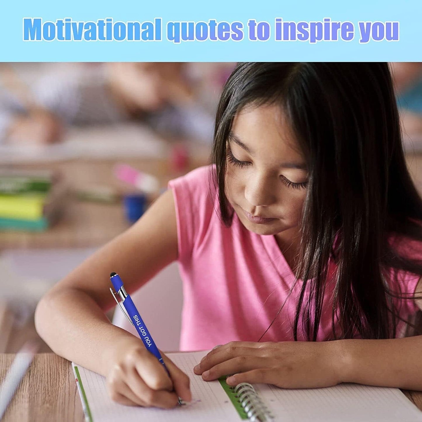 Greengines 30 Pcs Inspirational Pens - Motivational Ballpoint Pens Bulk with quotes Stylus Tip Gifts for School Coworkers Black Ink