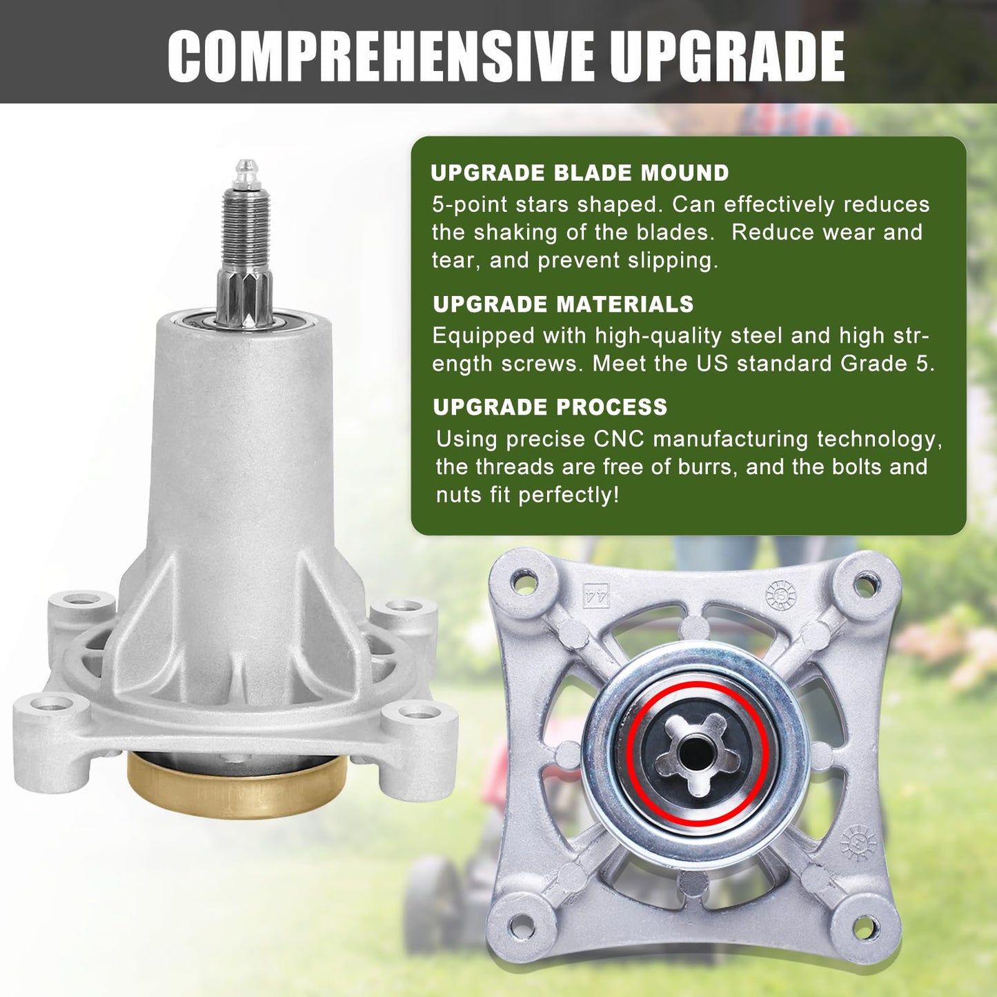 Podoy 532187292, 187292, 192872 Lawn Mower Deck Spindle Assembly for Crafts-man Husqvarn Poulan 192870, 532187292,532192870 567253301 587819701Lawn Mower Parts, Fits 42", 46", 48", 54" Decks
