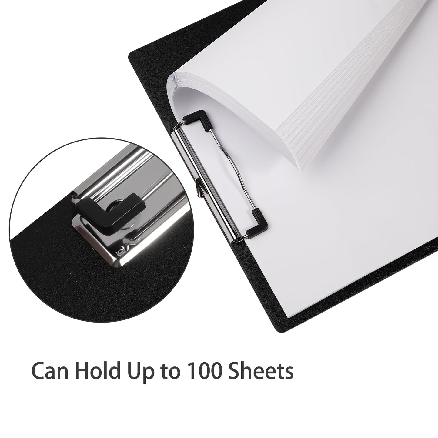 BOMKEE Black Clipboard, 10 Pack A4 Letter Size Clipboard Plastic Clipboards with Low Profile Metal Clip and Hanging Hole for Office and Home