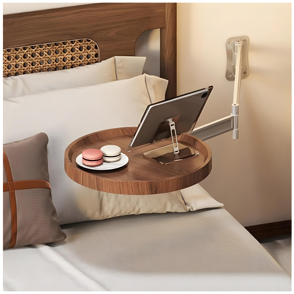 Wall Mounted Folding Round Table, Extendable Small Space Sofa Table, Floating Foldable Bedside Coffee Table, Sofa Dining Side Table for Bedroom, Study, Living Room, Balcony