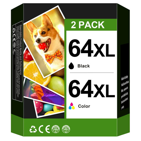 64XL Ink Cartridge for HP Printers 64 XL Cartouche Encre for HP 64XL Ink Cartridges Black and Color Compatible for HP64XL for HP Envy Photo 7855 7864 7120 7130 7858 6252 6255 6258 Tango Terra Printer