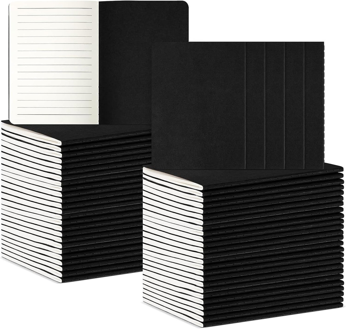 60 Pcs A6 Pocket Notebooks Bulk, 3.5 x 5.5 Inch Mini Lined Notepads, Black Small Journals for Students, Travellers, School and Office Supplies, 20 Sheets/40 Pages