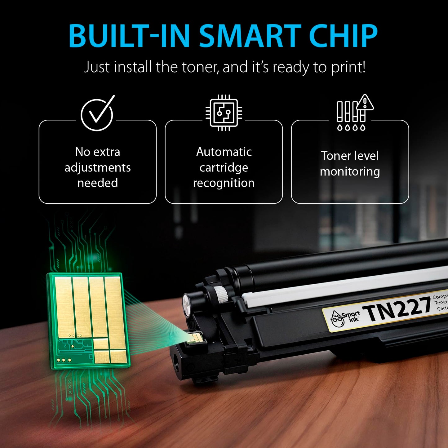 Smart Ink Compatible TN227 High Yield Toner Cartridge 5 Pack (2BK/C/M/Y) Replacement for Brother TN-227 TN-223 TN223bk TN227bk to use with MFC-L3770CDW HL-L3290CDW HL-L3270CDW MFC-L3710CW HL-L3210CW