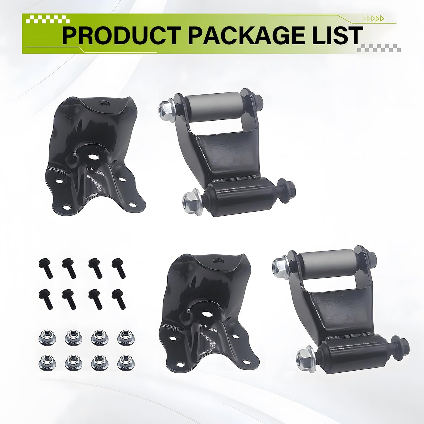 KUNCAIISH Rear Leaf Spring Shackles, Hanger Brackets Repair Kit Fit for 1986-2011 Ford Ranger, Fit for Mazda B2300/B3000/B4000 1994-2010, Fit for Mazda B2500 1998-2001, Replaces#722-001 722-010