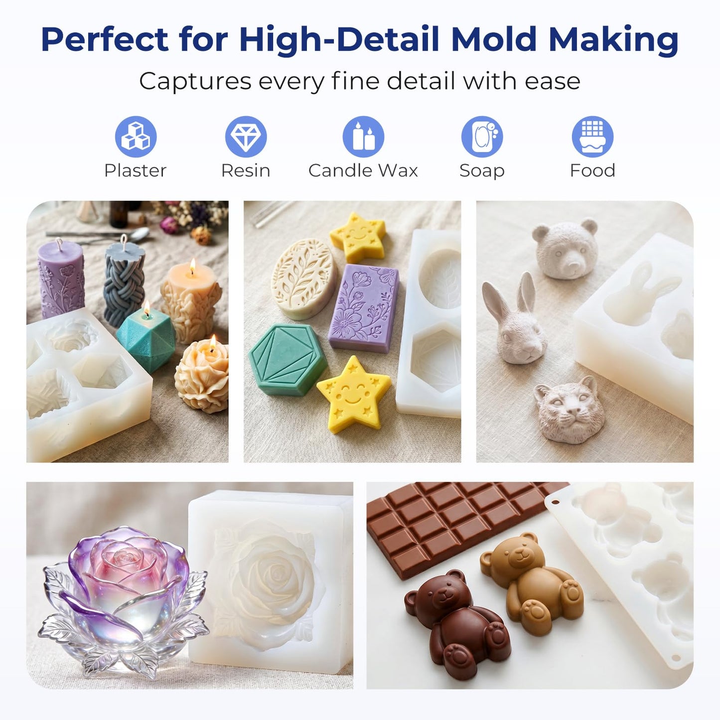 Nicpro 74oz Silicone Mold Making Kit, 15A Platinum Liquid Silicone Rubber, Jade Green Flexible, Silicone Molds Maker Mix Ratio 1:1 for Casting 3D Resins Molds DIY with Molds Housing, Mixing Cups