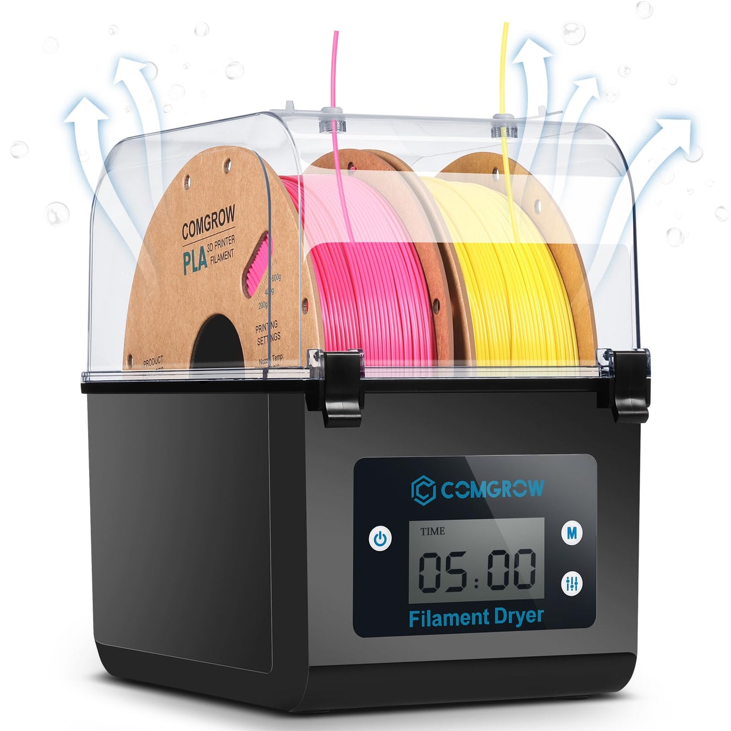 Comgrow 3D Printer Filament Dryer Box, SH01 3D Filament Storages, Keeping Filaments Dry During 3D Printing, Compatible with 1.75mm/2.85mm PLA PETG ABS Material, Filament Dehydrator, Spool Holder