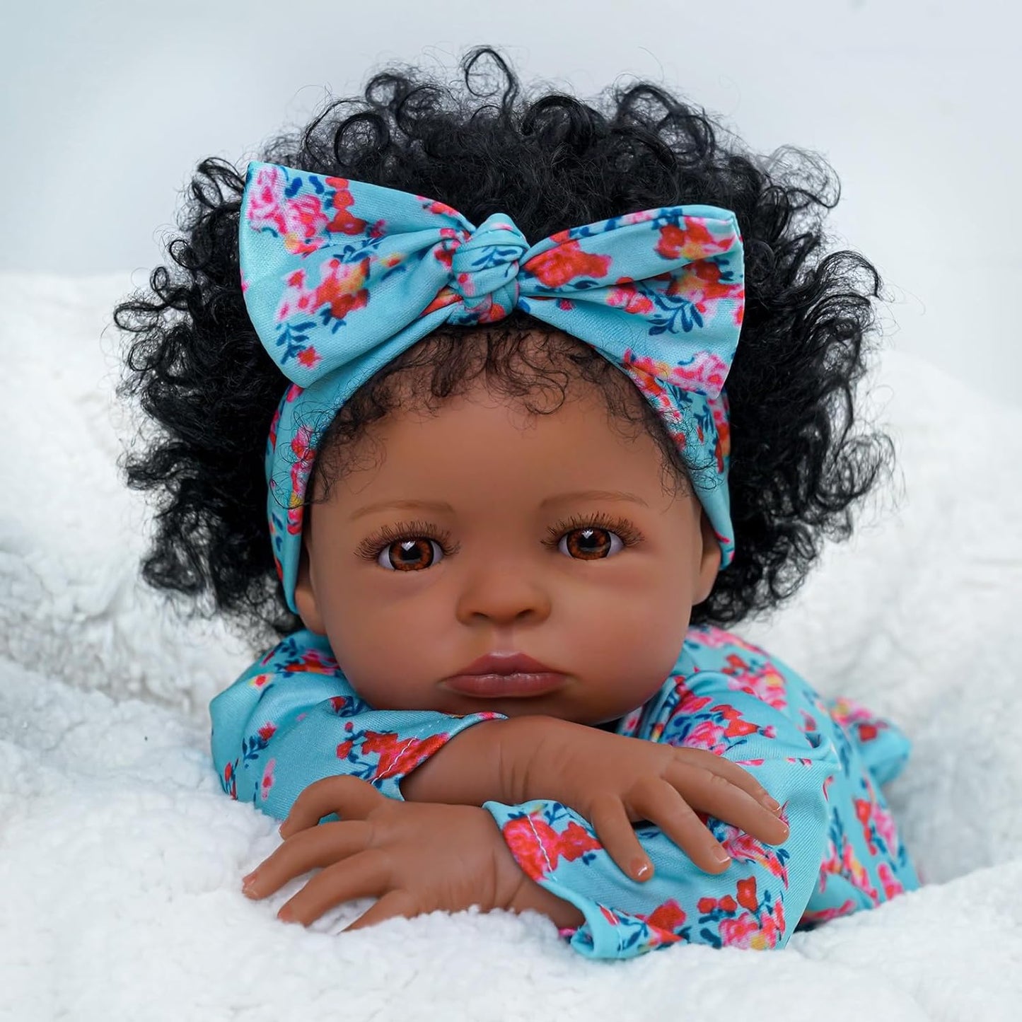 BABESIDE Lifelike Reborn Black Girl- 18-Inch Realistic Newborn Real Life Baby Dolls with Clothes and Toy Gift for Kids Age 3+1