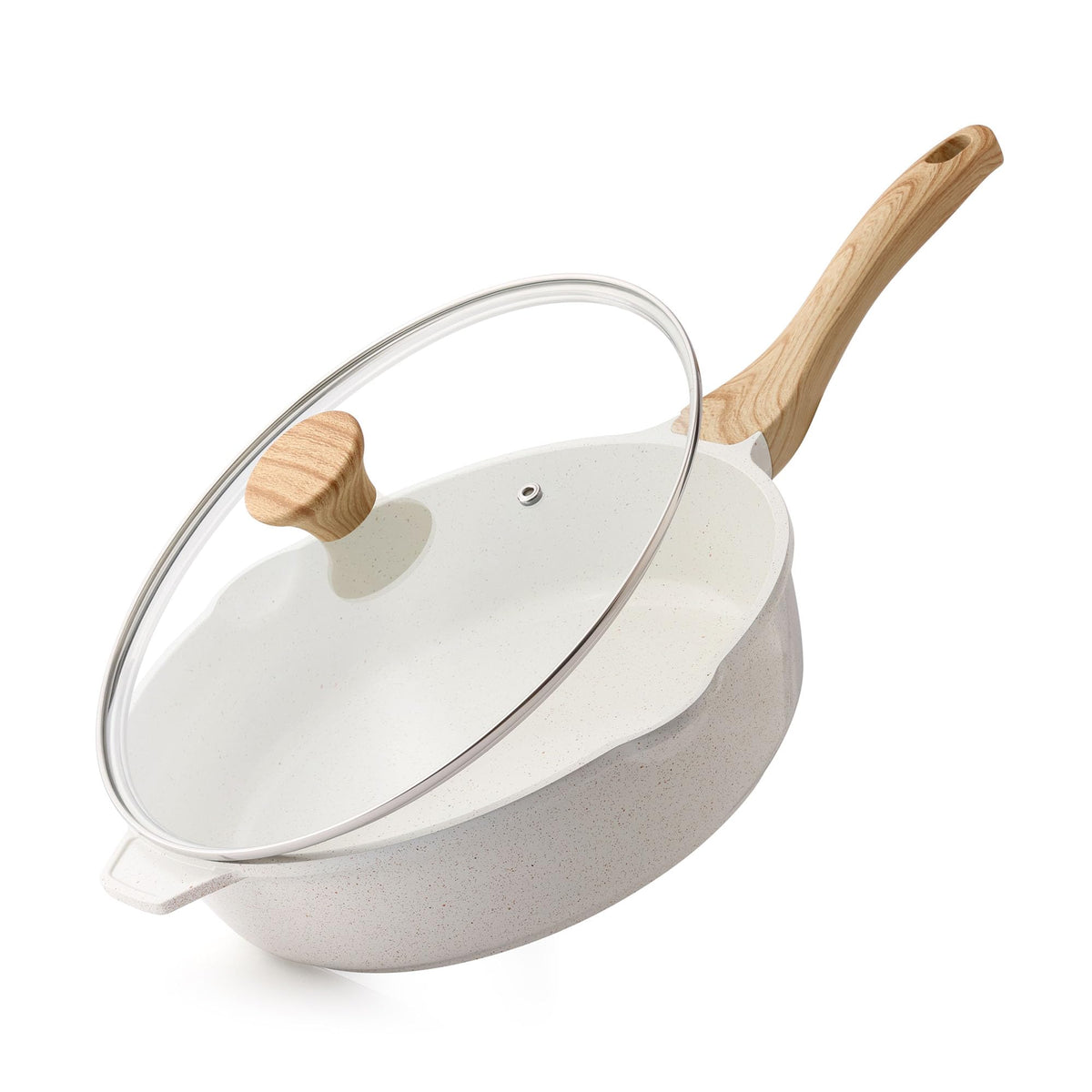 SENSARTE Nonstick Frying Pan Skillet with Lid 3.5/4.5/5QT, Ceramic Saute Pan,Deep Fring Pan Non-Toxic Cooking Pot, Stay-Cool Handle, Induction Compatible, PFAS Free