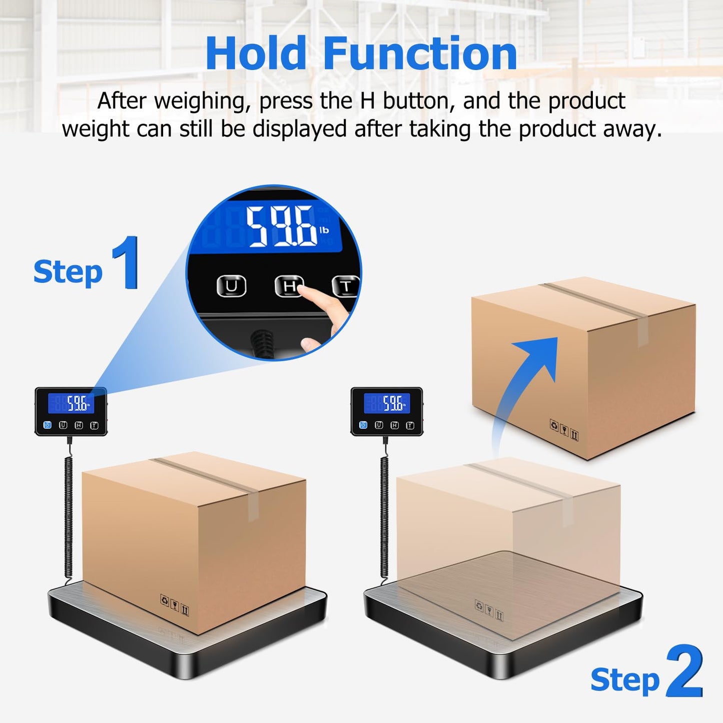 KUAIVO Shipping Scale, 200kg/10g High Accurate Digital Postal Scale with Hold/Tare Function, Shipping Scale for Small Business, Packages, Luggage, Home Use, Battery & Charging Cable Include