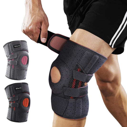 BIHEVN Knee Brace for Men Plus Size - Adjustable Support for Arthritis, ACL Meniscus Tear & Knee Pain Relief or Injury Recovery - Plus Dual Side Stabilizers (Man-Black, Size(19in-24.2in)(48-62cm))