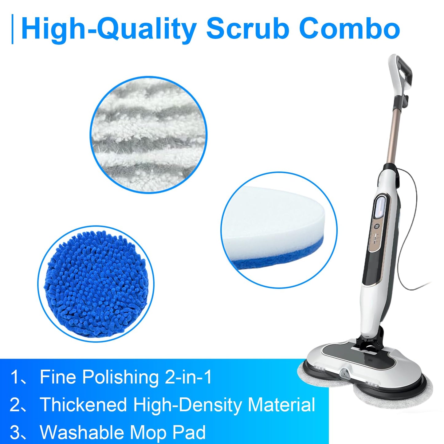 6-Piece Washable Steam Mop Pad Replacement Set Compatible with Shark Models S8002BRN, S8201, S8001, S7201, S7000 | Combines Steam Cleaning and Scrubbing with Anti-Slip Grip Pads