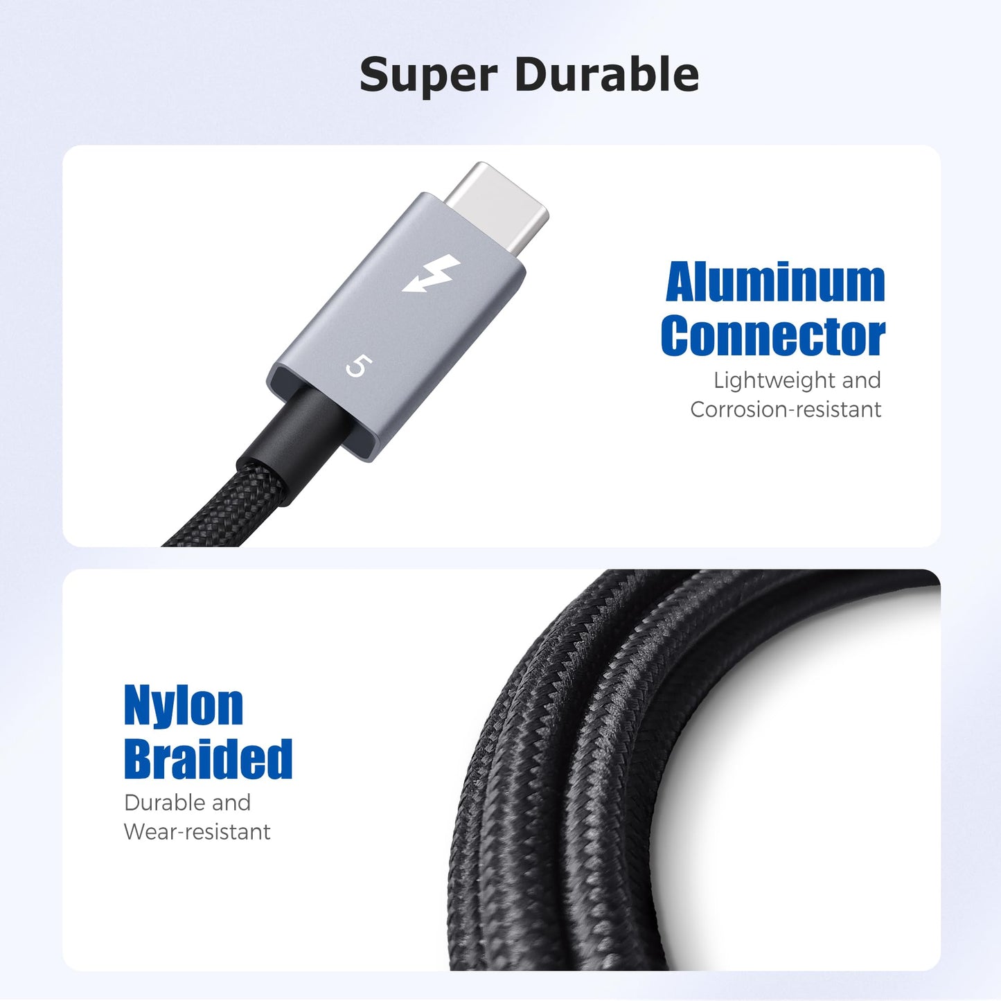 [Intel Certified] Cable Matters 80Gbps Braided Thunderbolt 5 Cable with up to 120Gbps Bandwidth Boost and 240W Charging in Black - 3.3ft/1m, Compatible with Thunderbolt 4/3, USB4, and USB-C