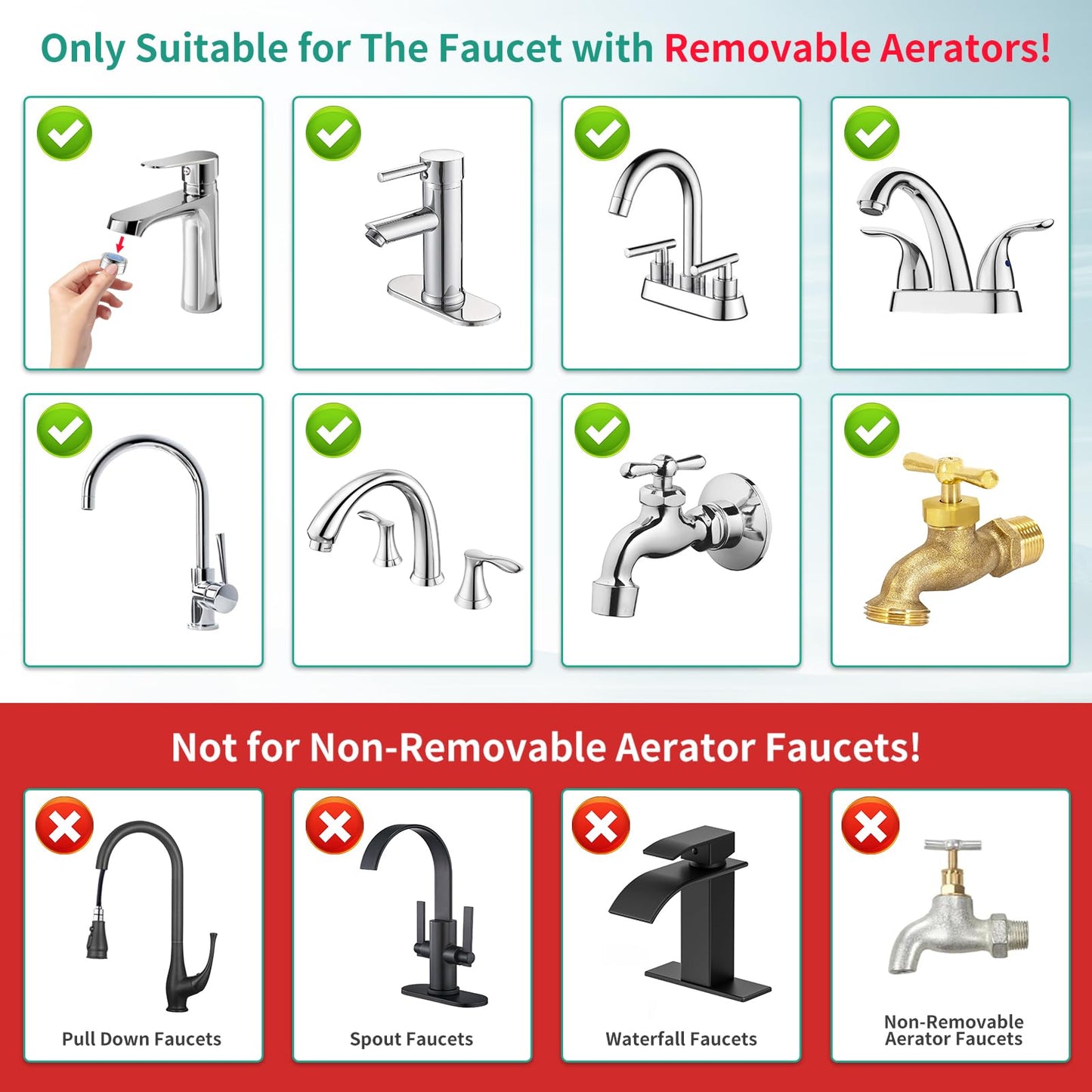 HEROBAI Sink Hose Sprayer Attachment, 3 Mode Shower Head Attaches to Tub Faucet with 5 Adapters, High Pressure Shower Head for Bathtub, Handheld Shower Head with Filter (Chrome)