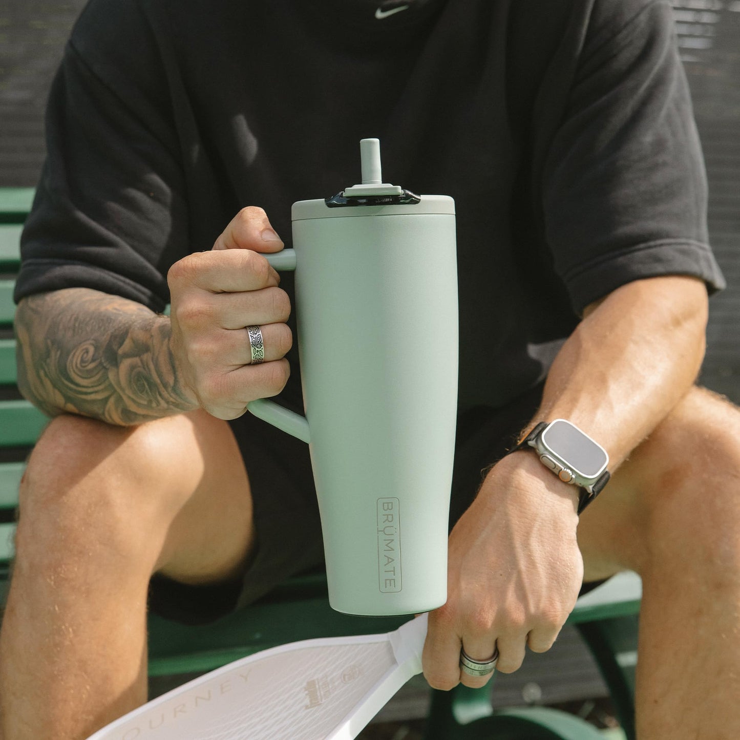 BrüMate Era Flip 40oz Tumbler with Covered Flip Down Straw | 100% Leakproof Insulated Tumbler | Made of Stainless Steel | Cup Holder Friendly Base | 40oz (Lilac Dusk)