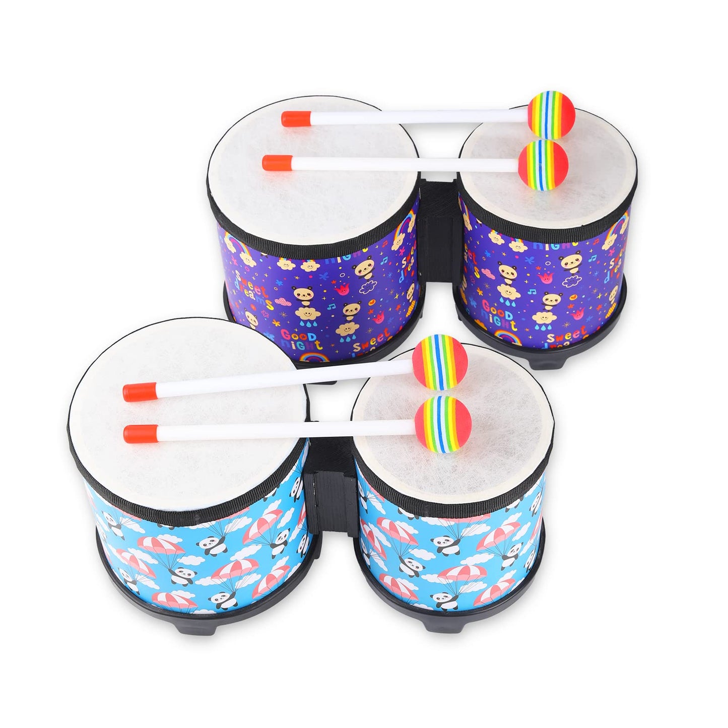 Bongo Floor Tom Drums Set: Floor Drum Percussion Music Instrument with 2 Mallets - Bongo Drums (Blue 5" to 6")