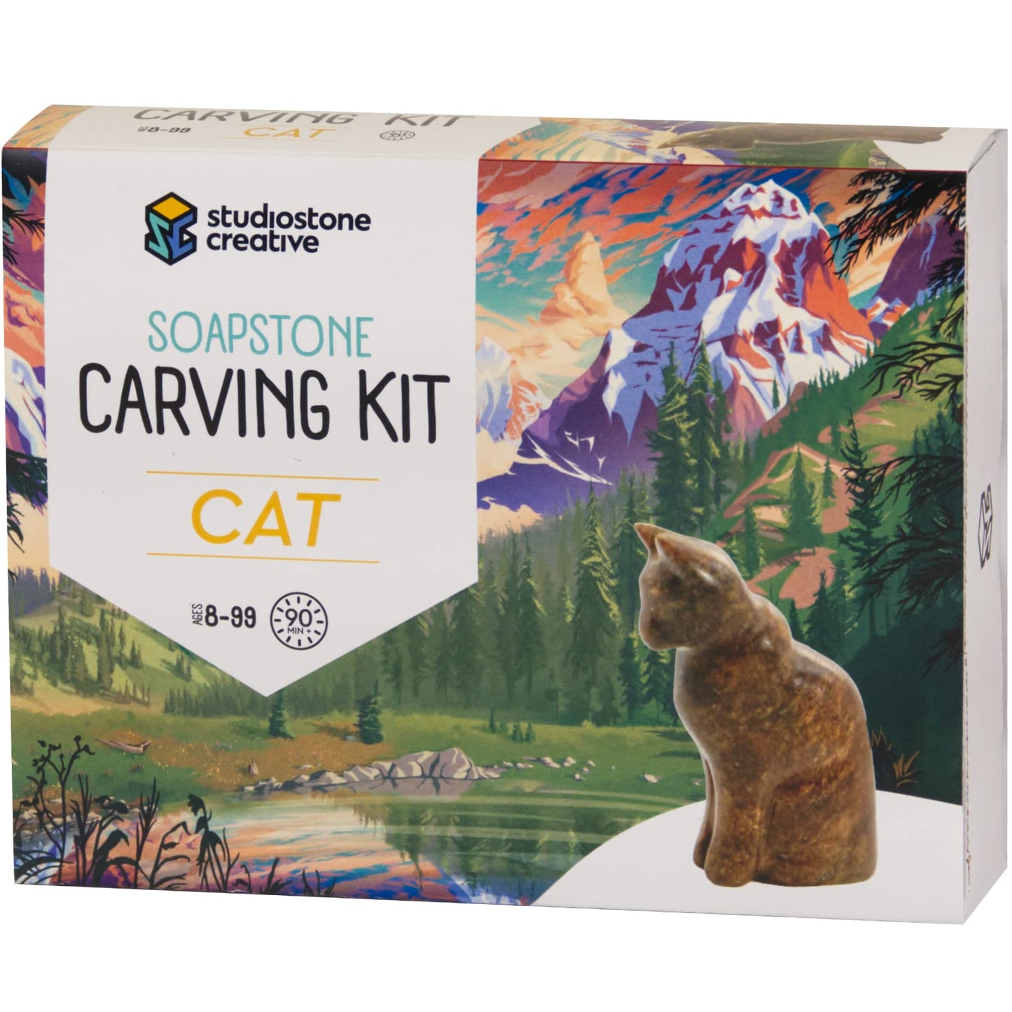 Studiostone Creative Cat Soapstone Sculpture Carving DIY Arts and Crafts Kit for Kids Adults