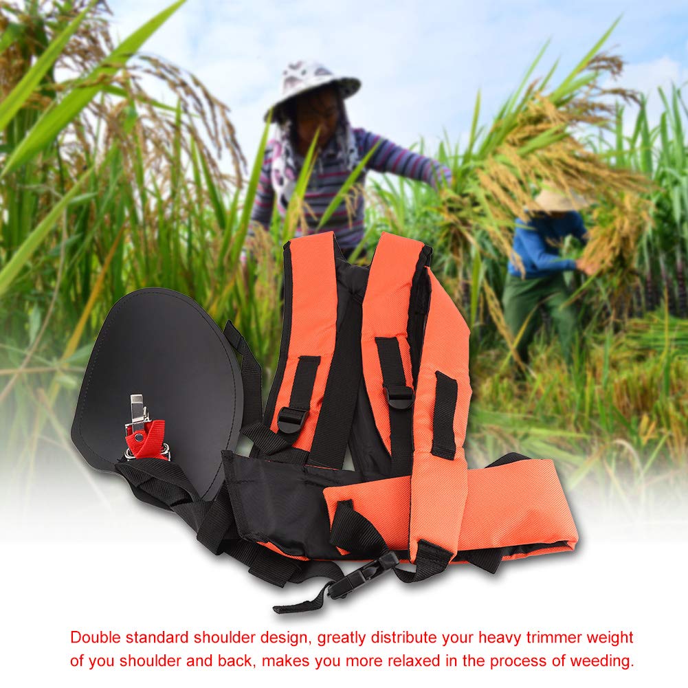Trimmer Double Shoulder Strap Harness, String Trimmer Full Harness Strap, Brushcutter Shoulder Harness Double Shoulder Strap Mower Nylon Y-shaped Belt for Brush Cutter Chainsaw Garden (Orange)