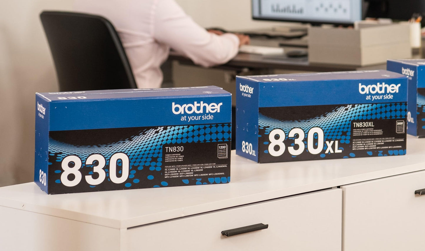 Brother Original TN830 Standard Yield Black Toner Cartridge, Original Toner Replacement Cartridge, for Brother Laser Printers HL-L2405W, HL-L2460DW, DCP-L2640DW, MFC-L2807DW, MFC-L2820DW and More