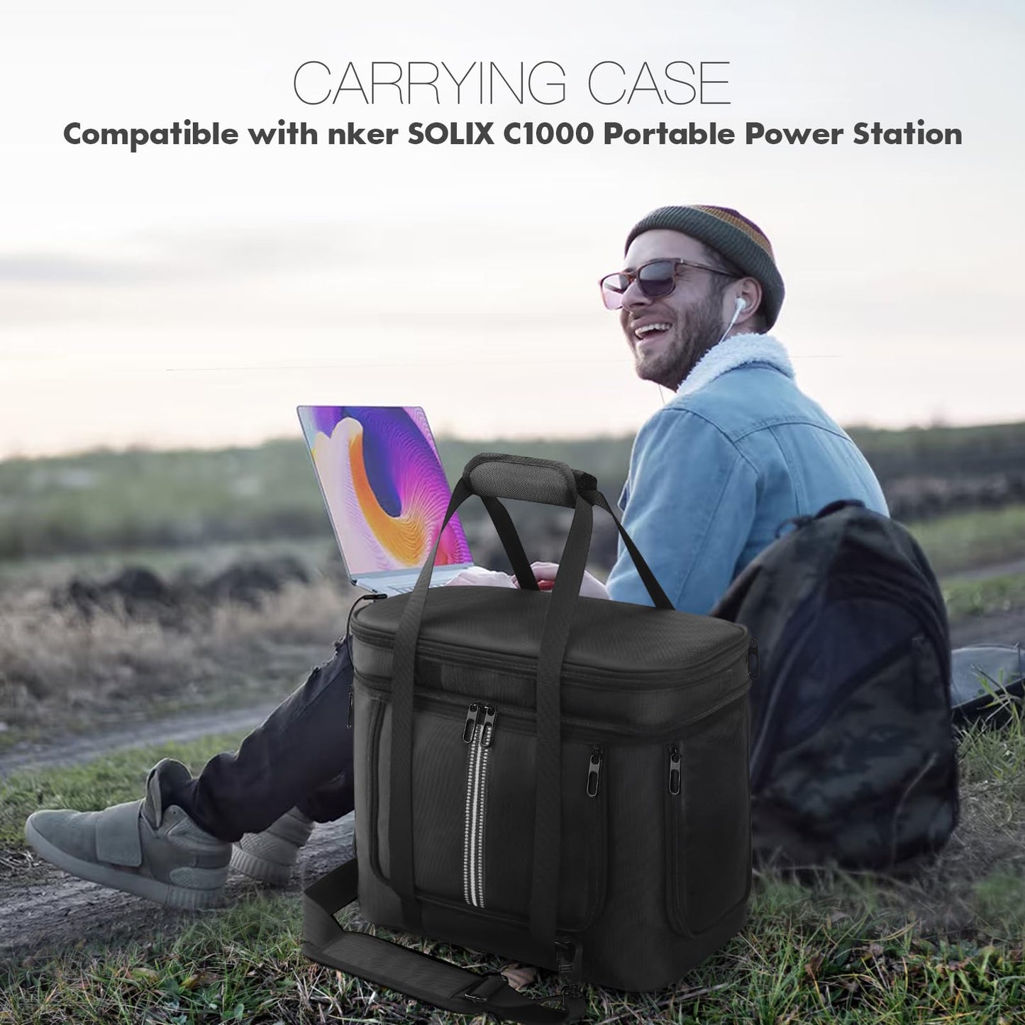 Carrying Bag Compatible with Anker SOLIX C1000 Portable Power Station, Travel Storage Case Protective Cover for C1000 Solar Generator Accessories