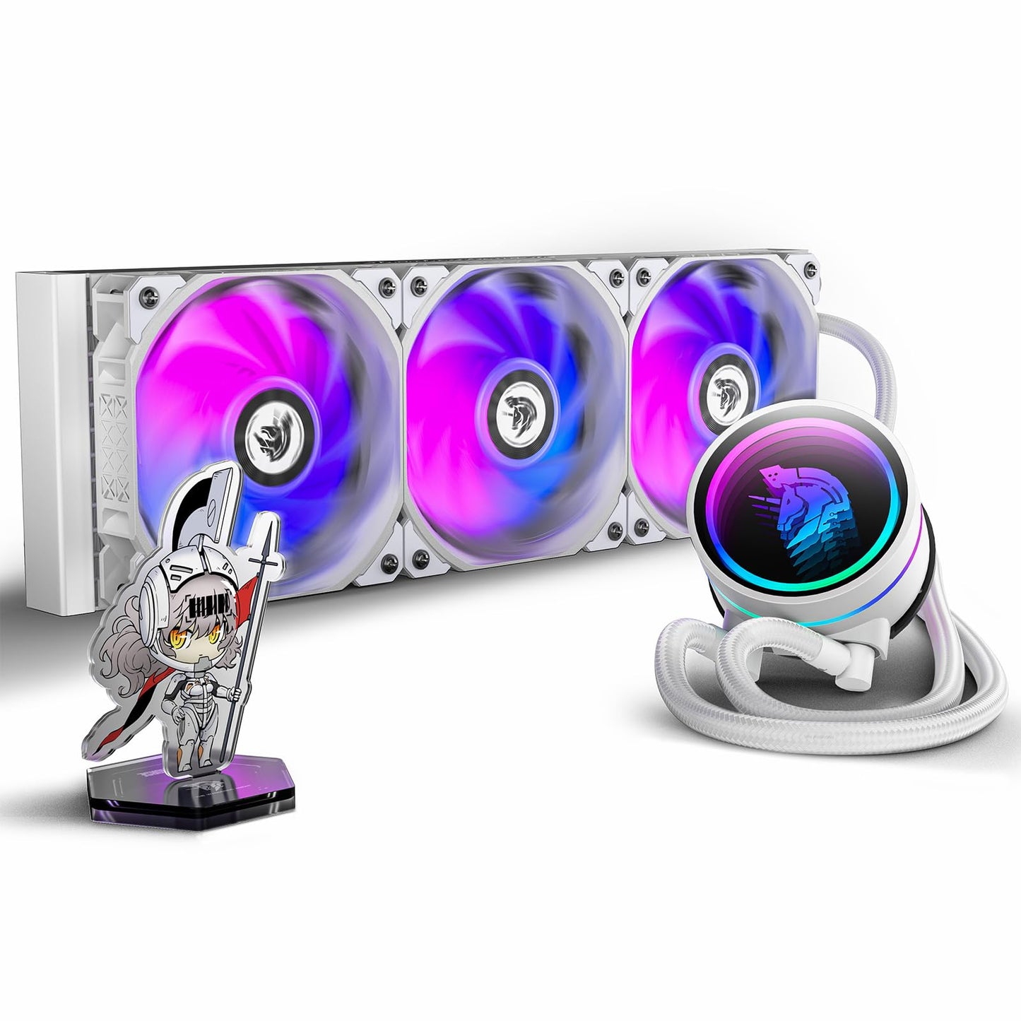 AsiaHorse WK-A360 ARGB All-in-One AIO CPU Liquid Cooler, Wandering Knight 360mm Water Cooling System with Dual High-Performance Pump and 3×120mm PWM Fans for Intel & AMD CPUs (White)