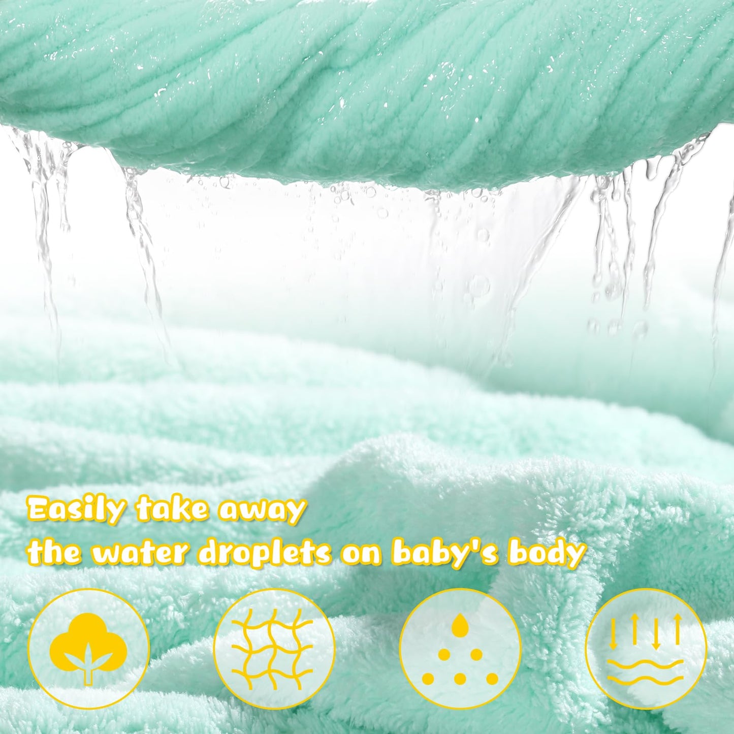 WODHOY Toddler Bath Towel Hooded Towels for Kids 0-5 Years, 2-Pack Thick Absorbent Large 50"x 32" Coral Fleece Baby Towels with Hood Aniaml for Children,Shower,Beach, Green & Orange Set