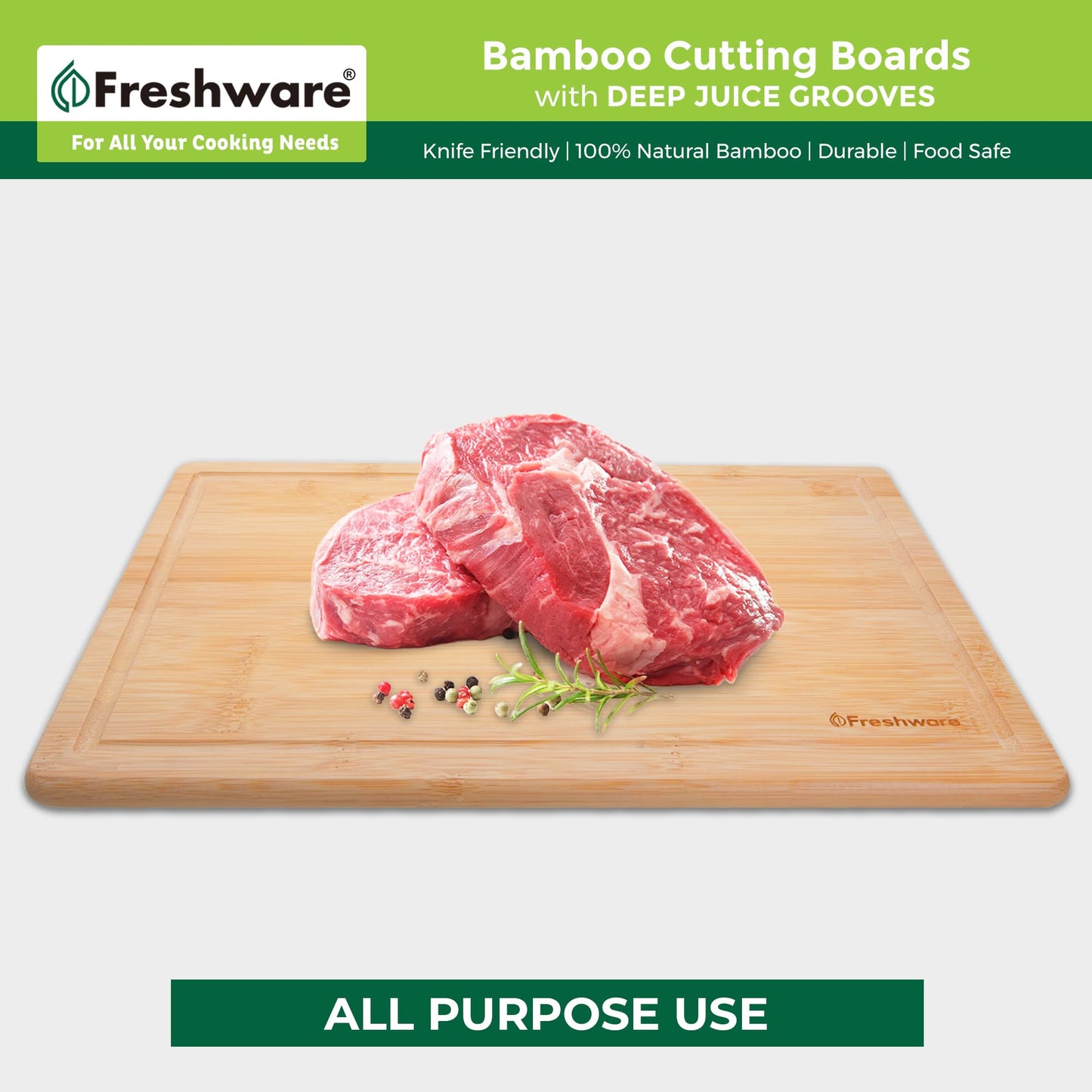 Freshware 24 Inch 3XL Bamboo Cutting Boards for Kitchen, Stove Top Butcher Block, Extra Large Wooden Carving Board for Meat, Veggies, Charcuterie Board with Deep Juice Grooves (3XL, 24x18)