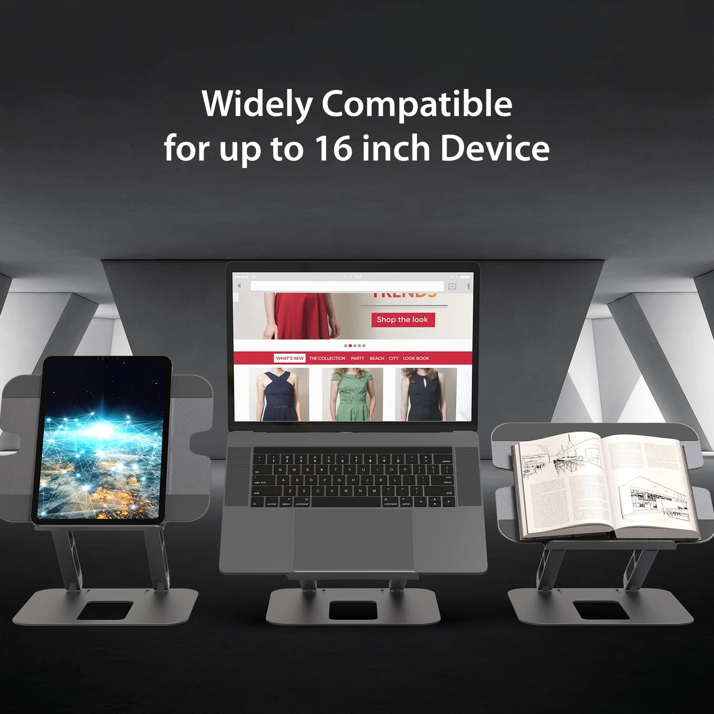 j5create Multi-Angle Aluminum Laptop Stand, Ergonomic Notebook Riser, Suitable for MacBook, Dell, HP, Lenovo, Fits Most laptops up to 16" (JTS127)