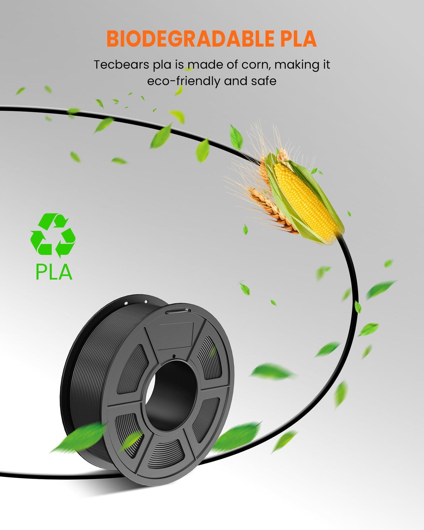 TECBEARS PLA 3D Printer Filament, 4KG PLA Filament 1.75mm, Neatly Wound 3D Printing Filament, Dimensional Accuracy +/- 0.02 mm,1 Kg Per Spool, Pack of 4, Black+Black+Black+Black