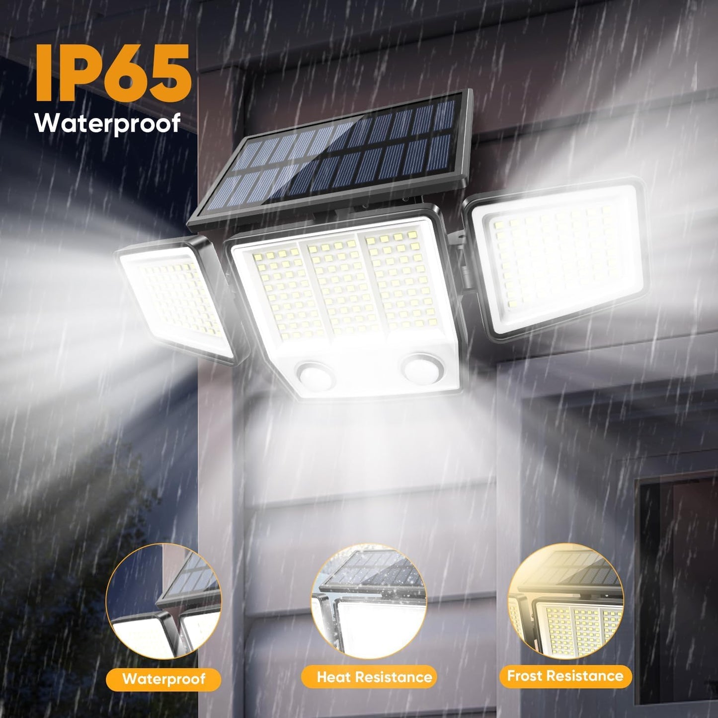 Solar Motion Sensor Outdoor Lights Waterproof - 3000LM Solar Security Lights Outdoor 270° Illumination IP65 LED Solar Flood Wall Light for Garden (Classic, 3)