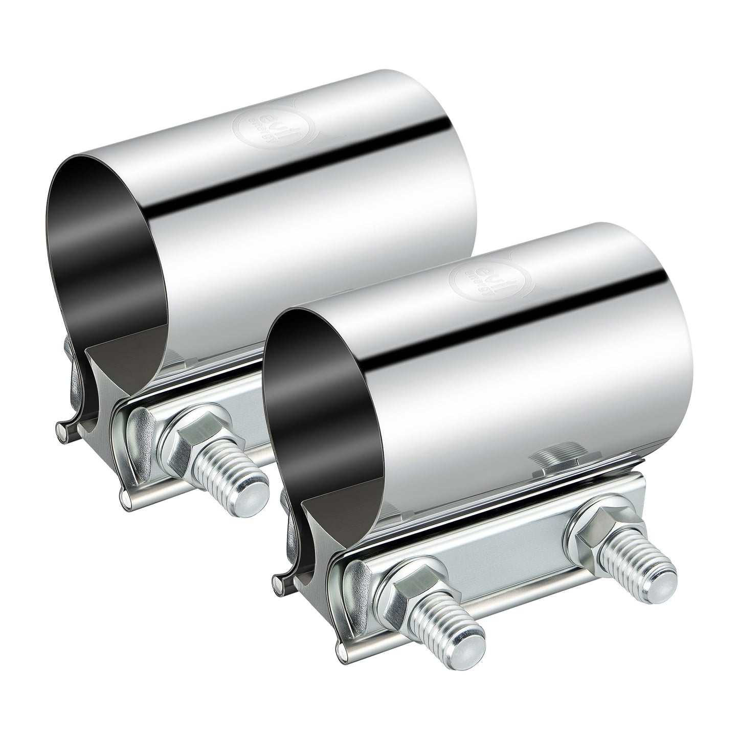 Evil Energy 2.25IN Butt Joint Exhaust Band Clamp Sleeve Stainless Steel for 2 1/4" OD Exhaust Pipe 2PCS
