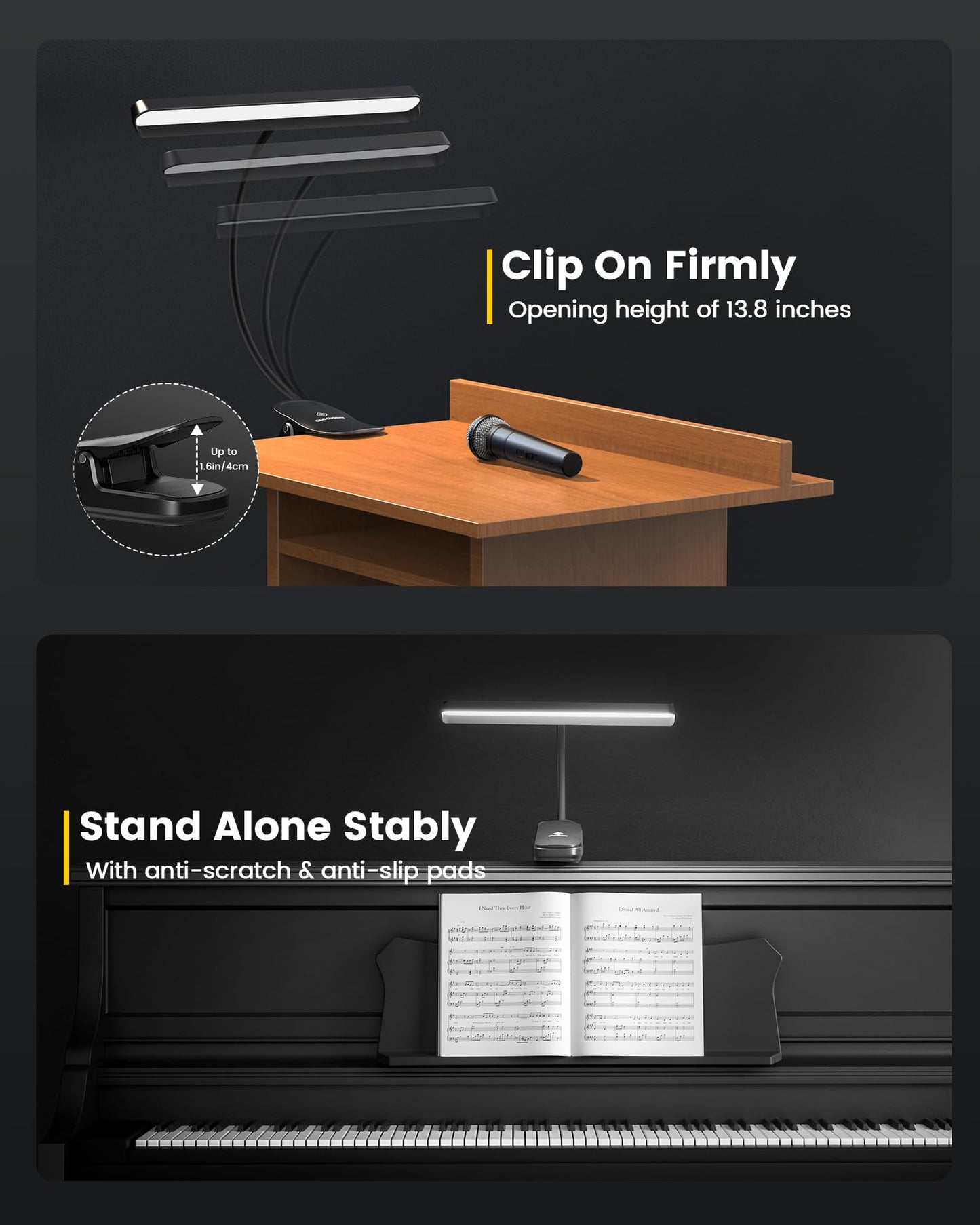 Glocusent 81 LED Music Stand Light, Super Bright & Eye Caring, 3 Color & 5 Brightness Piano Lamp with Shield, Rechargeable Long Lasting to 150-Hr, Perfect Lighting