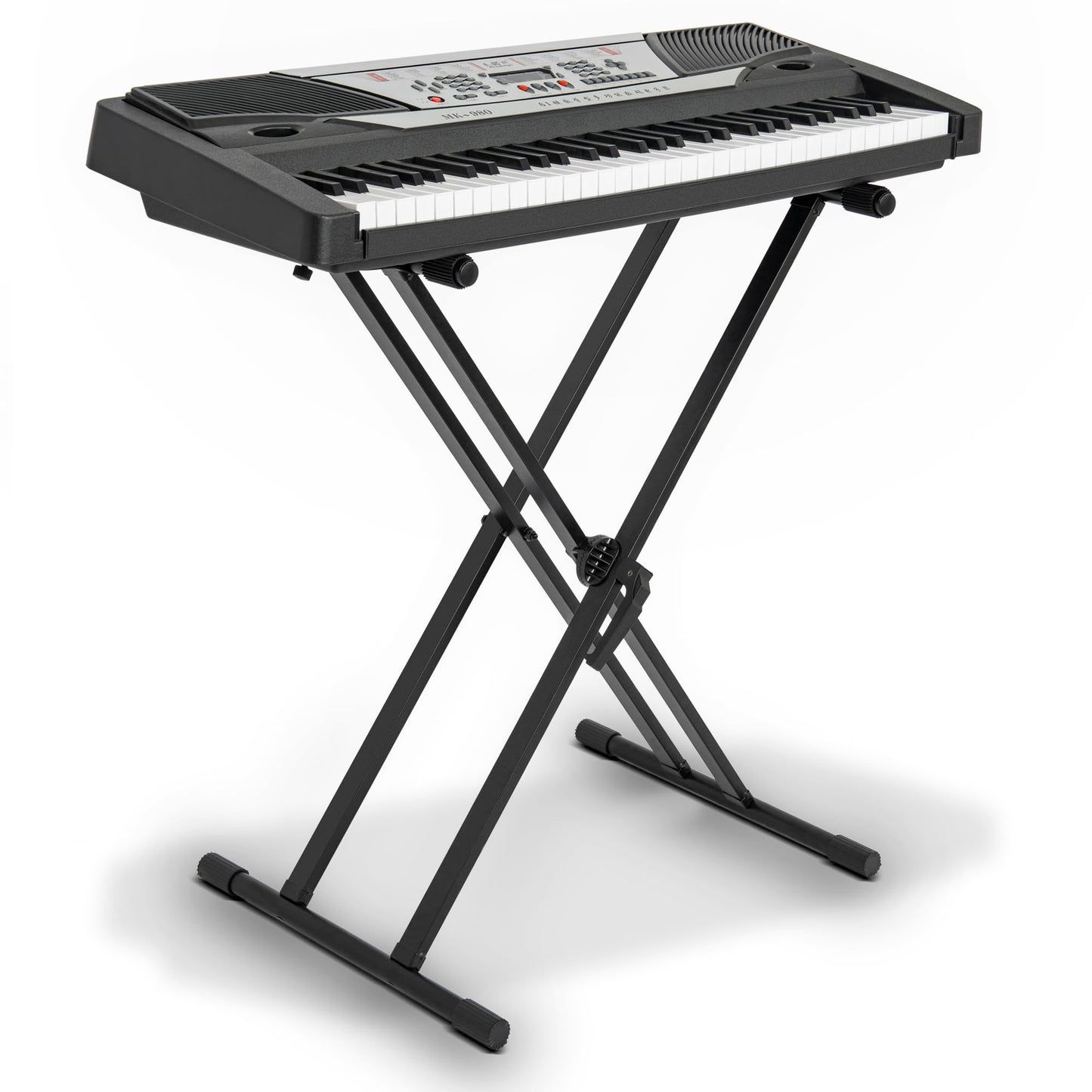 IPEB Double-X Keyboard Stand Adjustable Digital Piano Stand with Locking Straps Height Adjustable for School Musical Program, Choir and Recitals Black