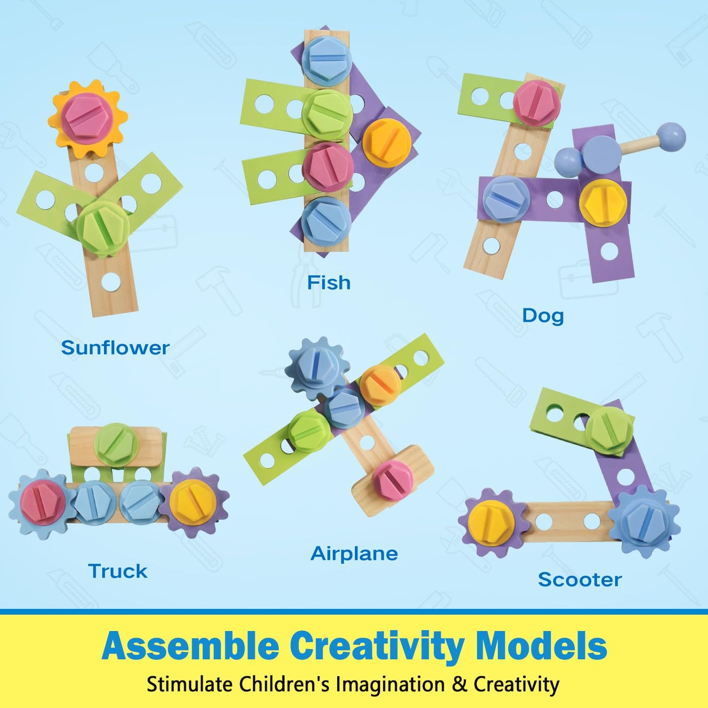 Rincalivestra Montessori Toys for 2+ Wooden Kids Tool Truck Set with Drill for Toddlers 2 3 4 5 6-40PCS STEM Educational Learning Toys Birthday Gift for 2-5 Year Old Boys & Girls