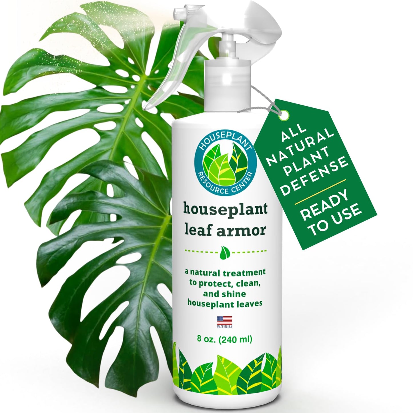 Leaf Armor Spray | Natural, Organic Protectant & Shine for Healthy Foliage on Fiddle Leaf Fig, Monstera & Other Houseplants | Safeguards Leaves from Dust & Debris | 8 oz