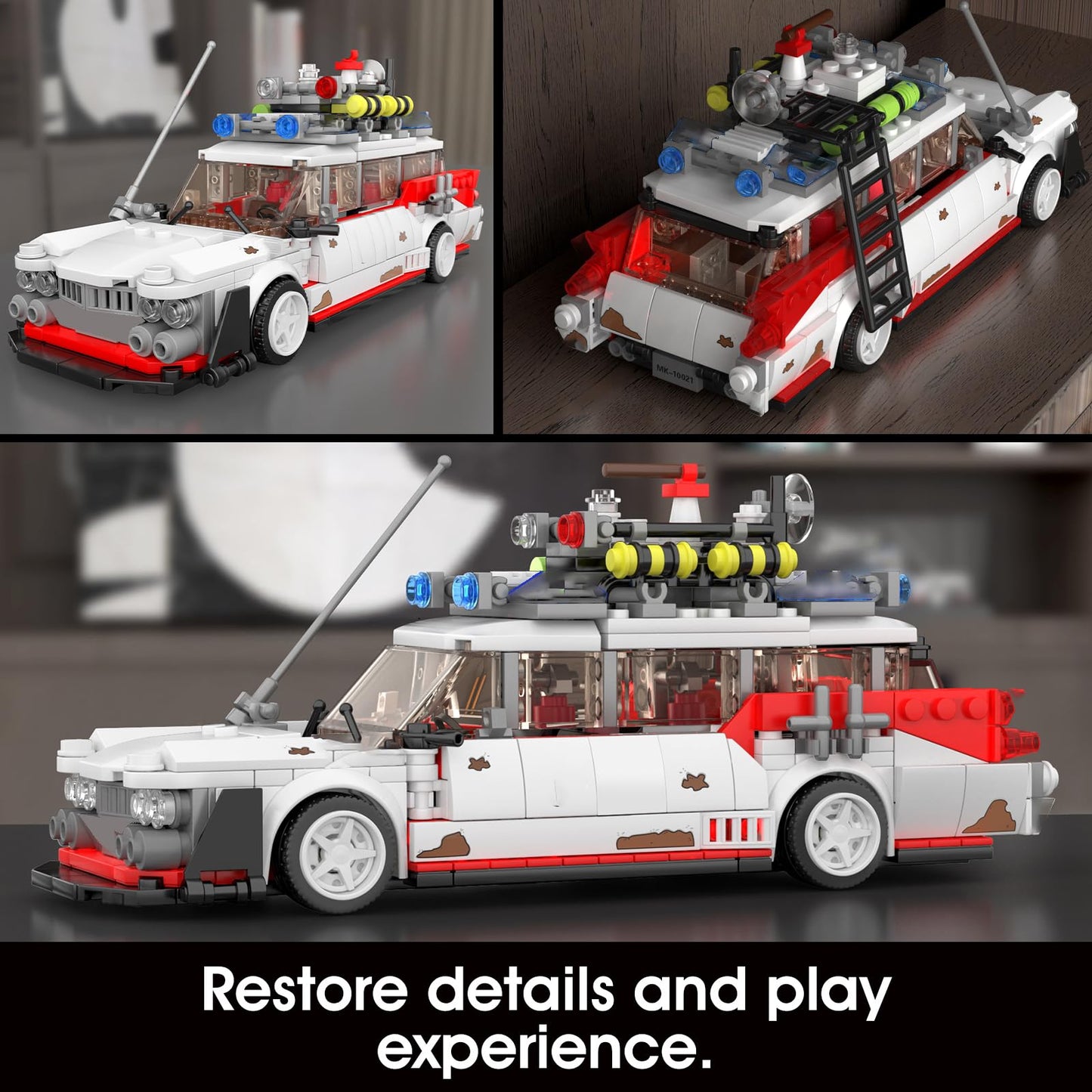 Mould King Ghost Buster ECO-1 Building Blocks for Boys Age 8-12&Ghost Car Movie Fans, Creative Classic Cars 10021 Cool Vehicles Model Toys Birthday Gifts for Adults and Kids,636PCS