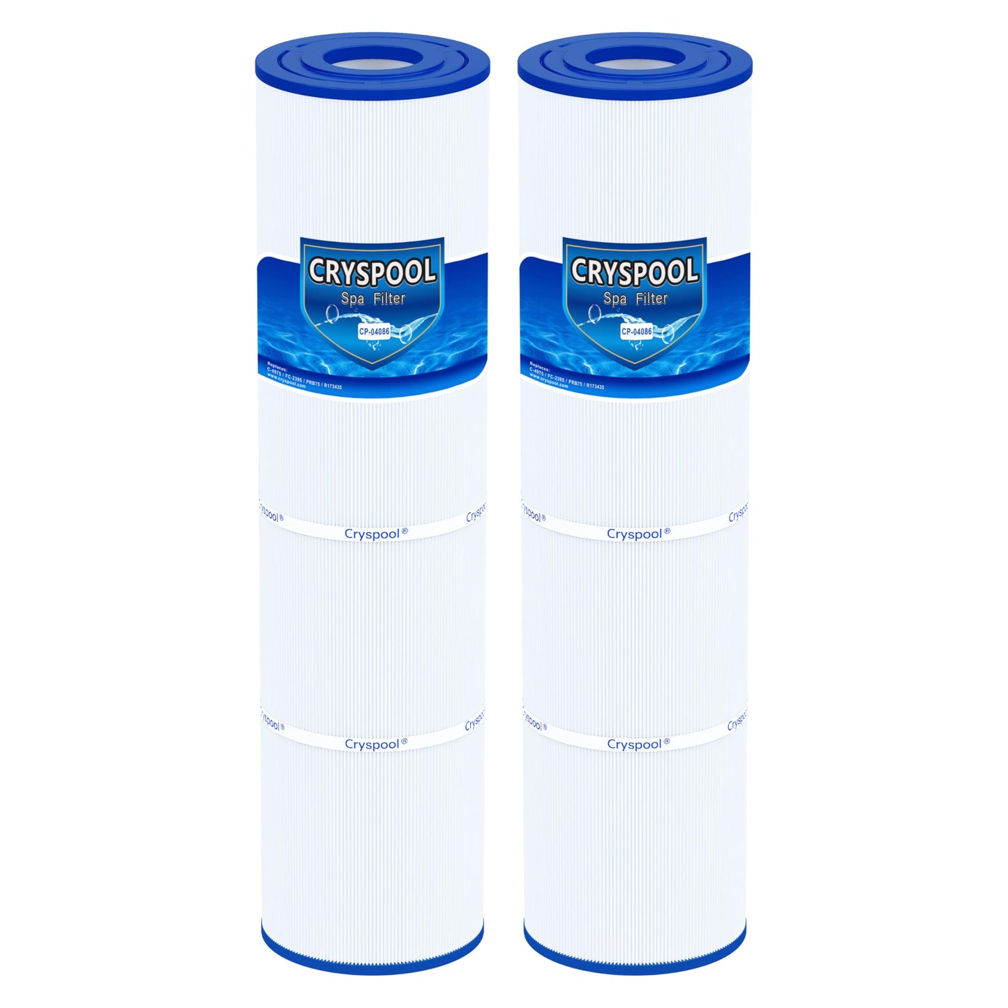 Cryspool 04086 Filter Compatible with Rainbow RTL-75, Custom Molded Products 25390, C-4975, PRB75, R173435, 17-2632, 75 Sq. Ft Spa Filter Cartridge, 2 Pack