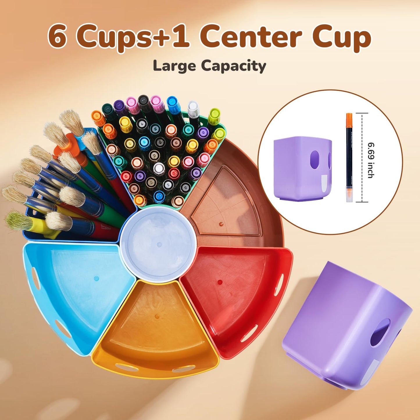 Gamenote Rotating Art Supply Organizer Lazy Susan Office School Supplies for Kids Desk Organizers and Storage Homeschool Craft Caddy Classroom Organization (Large)