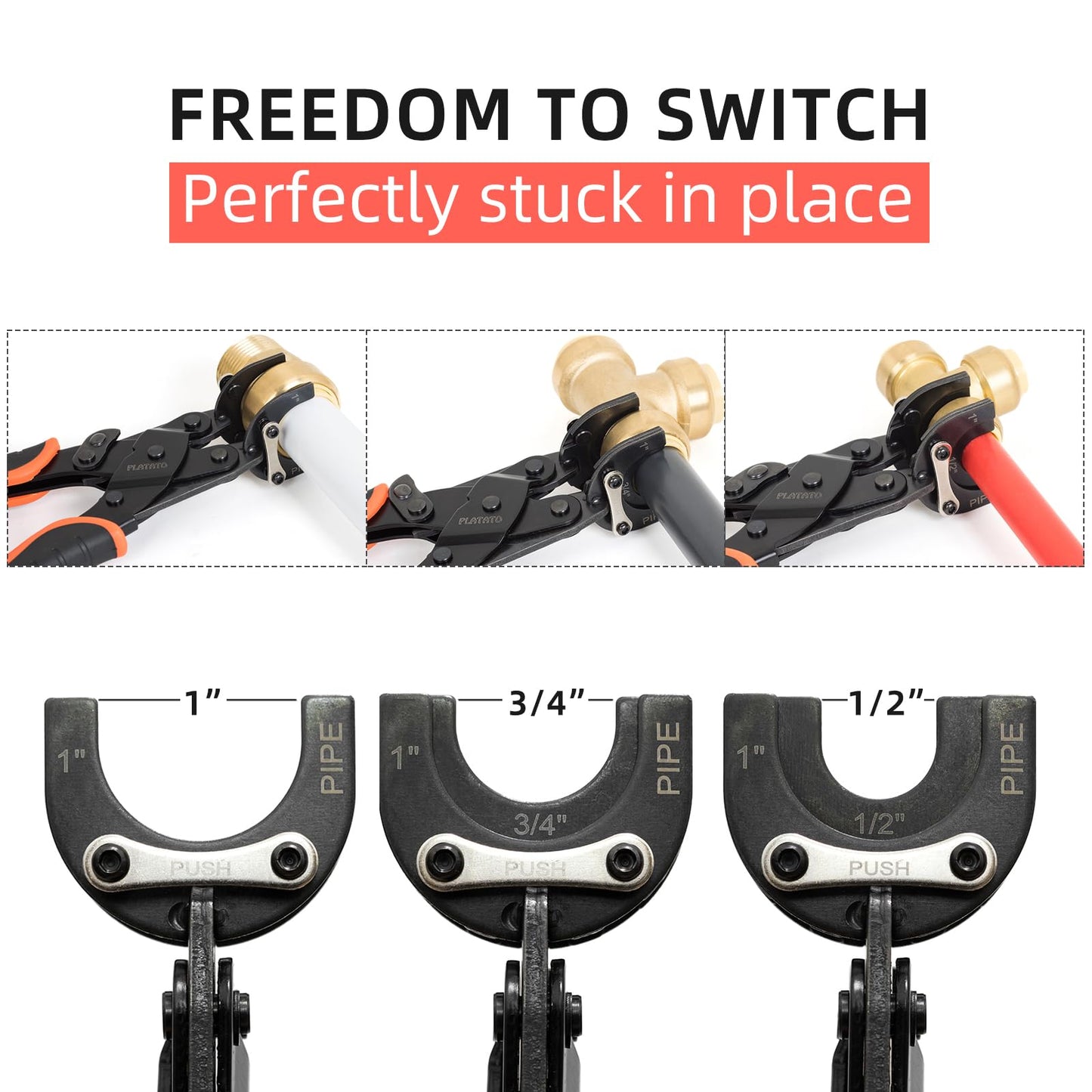 PLATATO Push to Connect Removal Tool Disconnect Tongs for 1/2”, 3/4”, 1” Push Fittings PEX PVC Copper Pipe Fitting