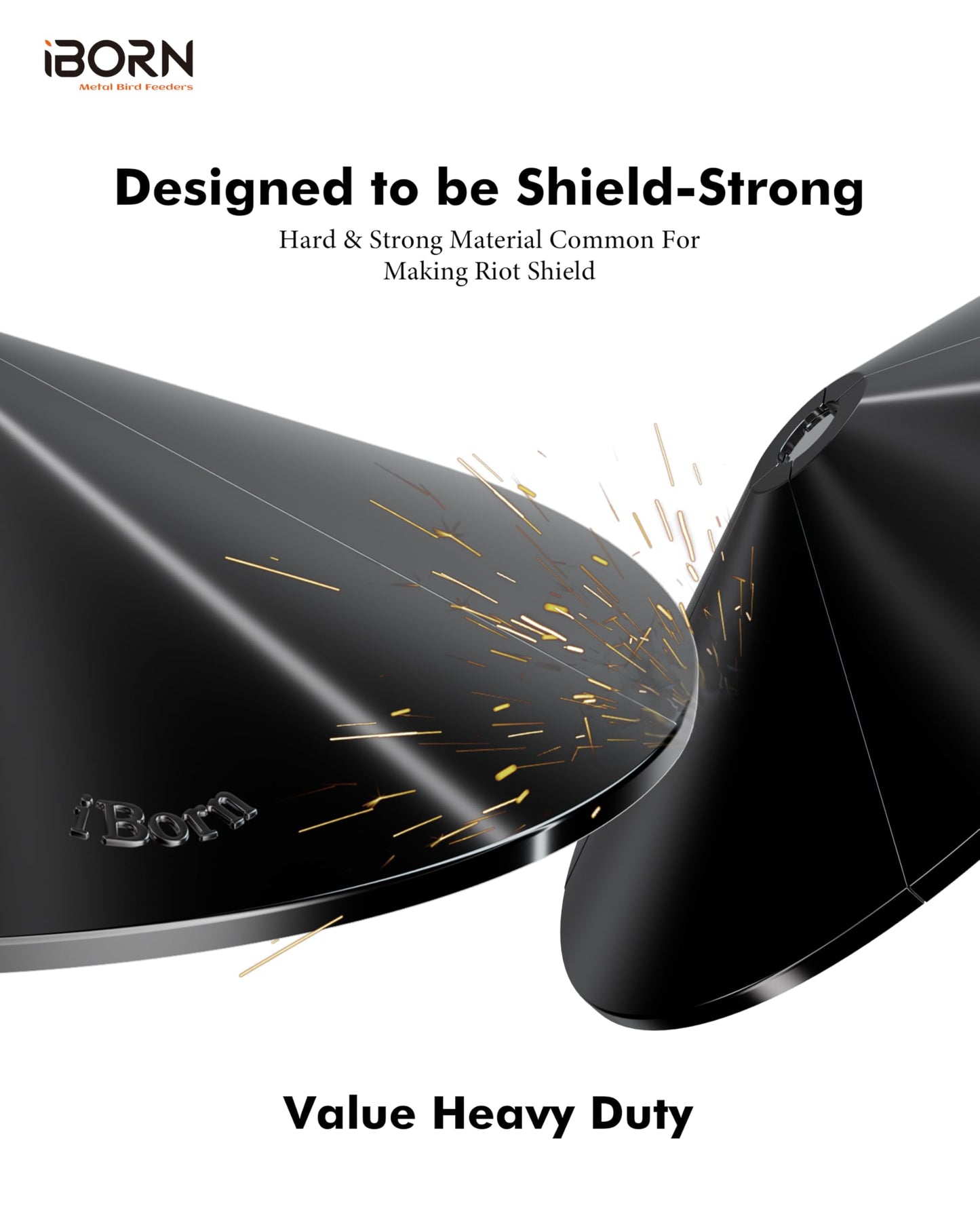 iBorn Squirrel Baffle for Bird Feeder Pole, 19.5” Oversized Guard Baffle, Squirrel Defender, Bird Feeder for Outdoors Protector, Polycarbonate(PC), Pack of 1, Black