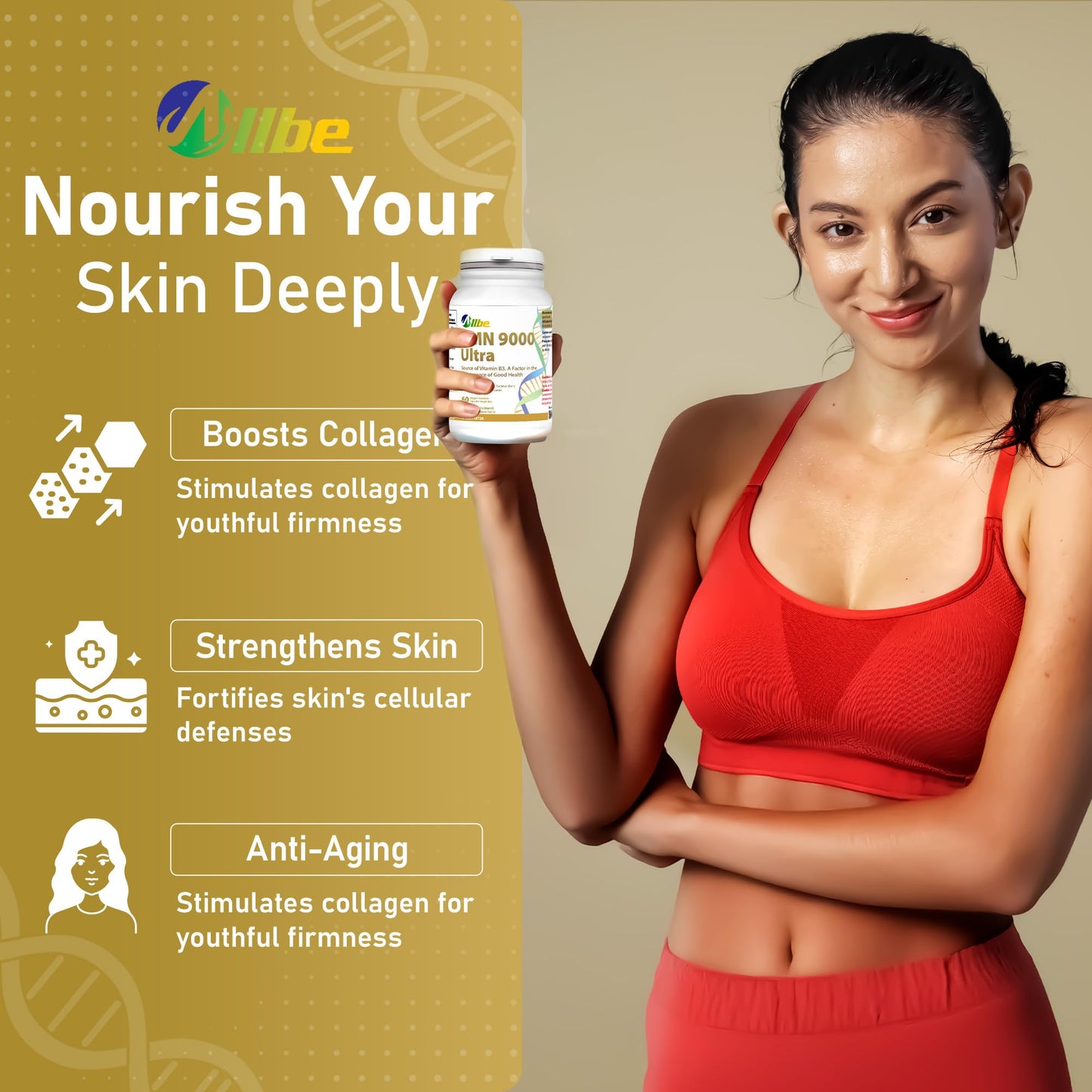 ALLBE NMN 9000 Ultra Capsules - NAD Supplement Canada for Cellular Energy Metabolism, Repair, Immunity and Healthy Ageing - Shelf Stable Nicotinamide Mononucleotide 150 mg Servings - (Pack of 2, 1x60 Capsules)