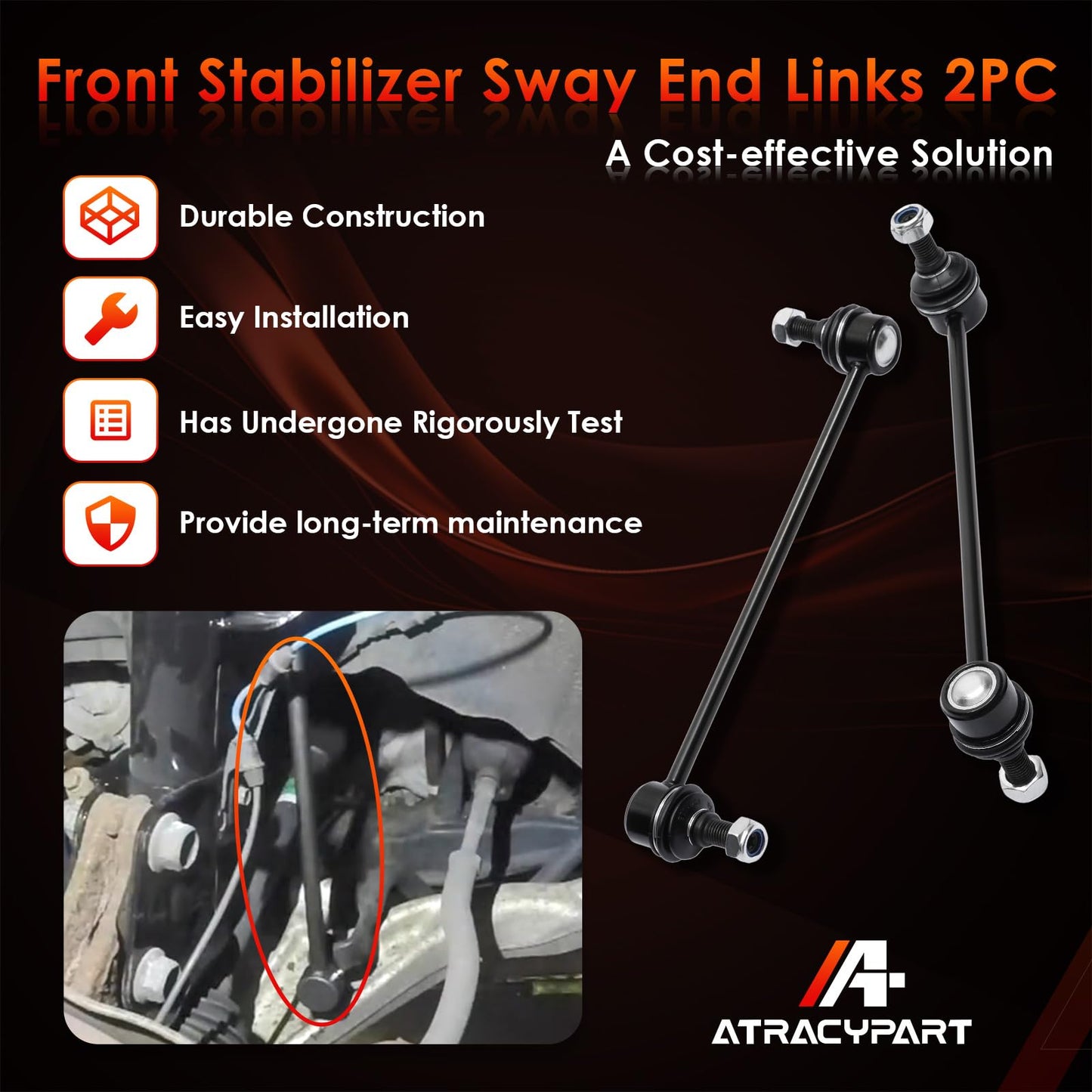 Sway Bar Front Stabilizer Bar End Link Compatible With Hyundai Santa FE 2007-2012,Hyundai Veracruz 2007-2012,Kia Sorento 2011-2013,K750204 K750205 2pcs