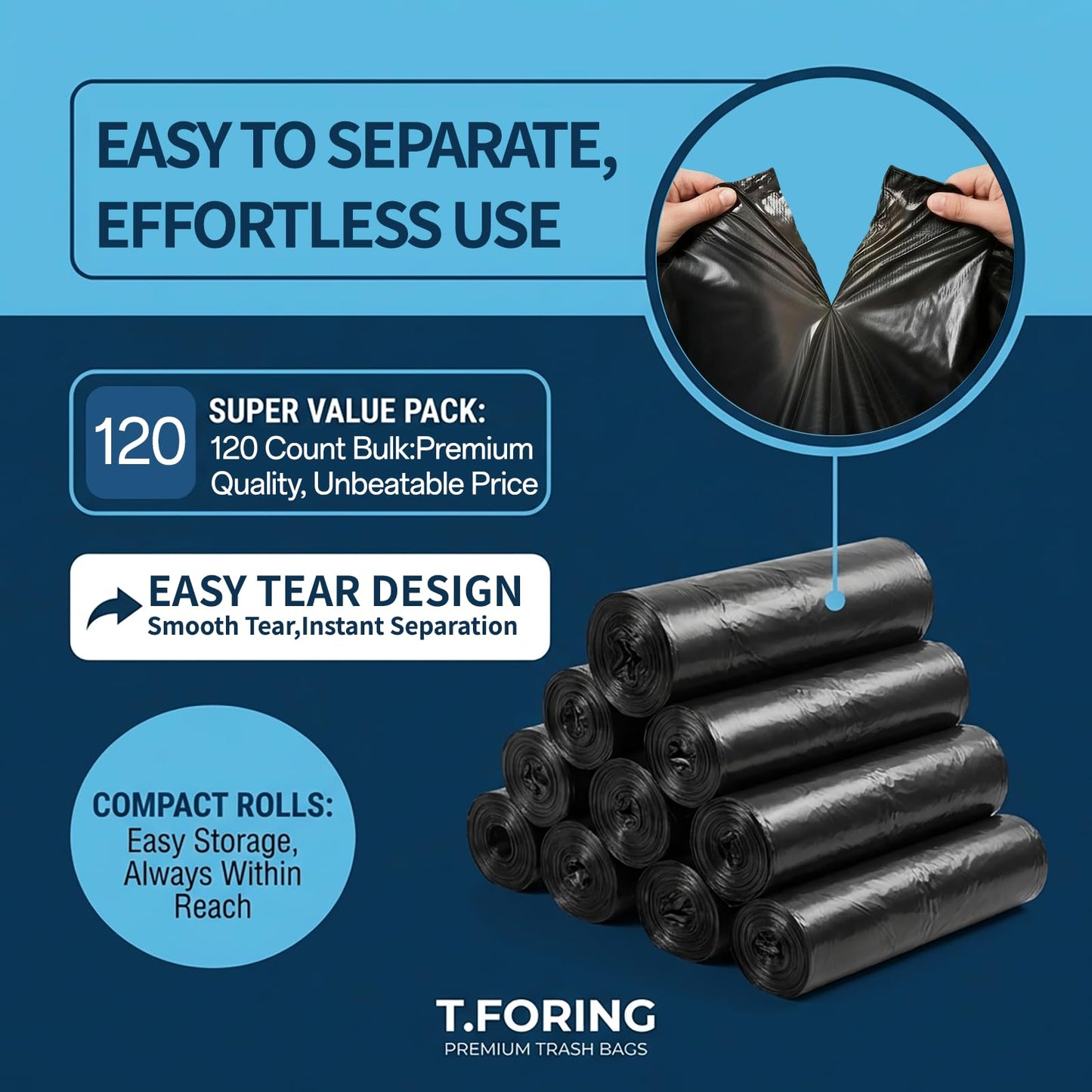 25-30 Gallon Trash Bags Black 120 Count - 32" x 36" Large Kitchen Garbage Bags, 20+ Gallon Trash Can Liners Unscented, Multipurpose for Home, Office, Daily Household Use