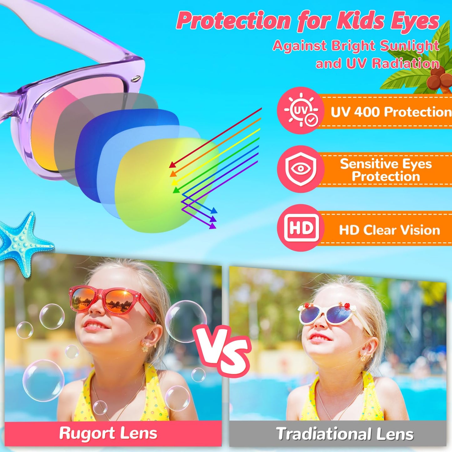 Rugort Kids Sunglasses 32 Bulk Party Favors, Toddler Boys Girls Age 3-8 Birthday Favor Summer Goodie Bags Stuffers, Neon Sunglass with UV 400 Protection for Students Valentines Easter Day Gifts